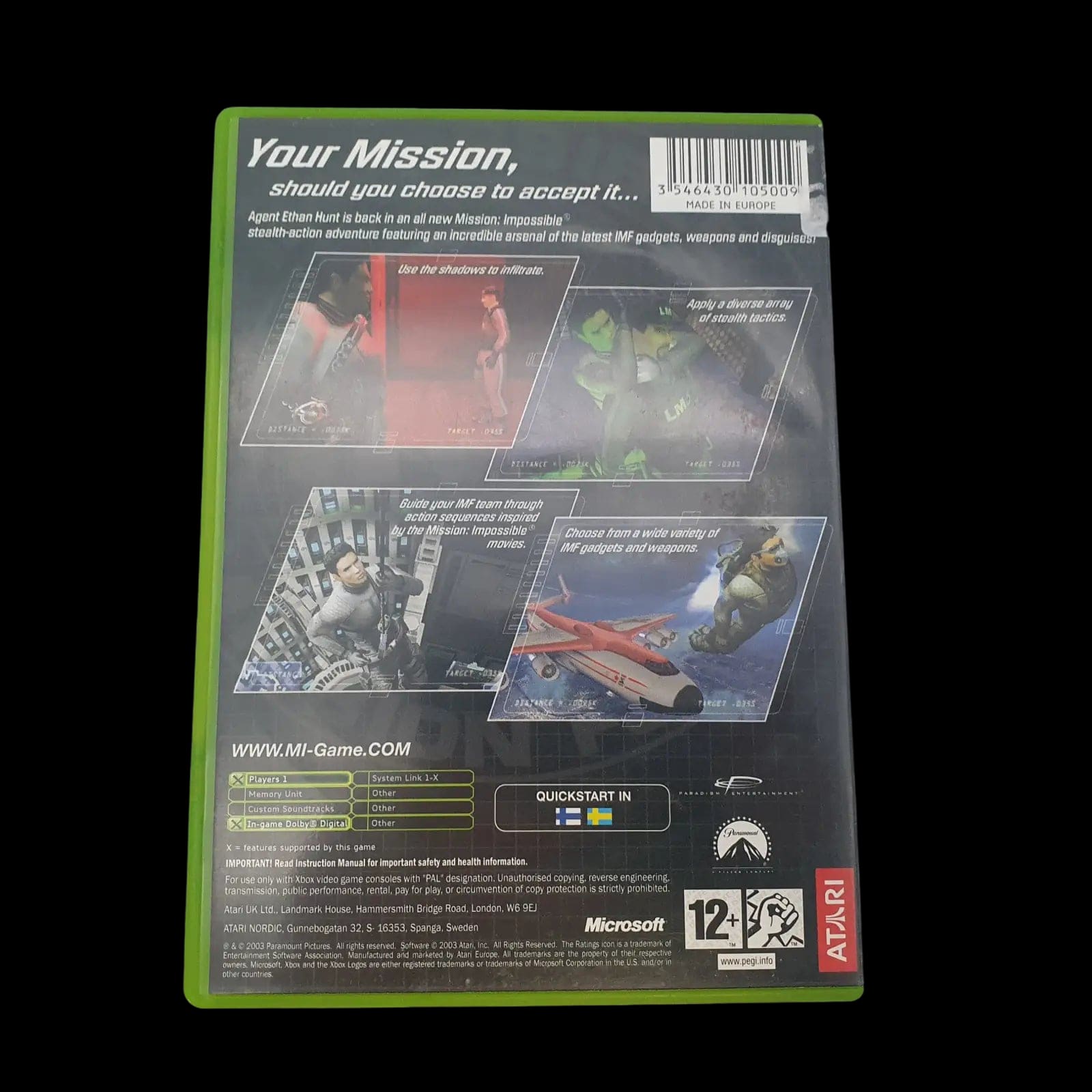 Mission Impossible Operation Surma Xbox Original Atari 2003