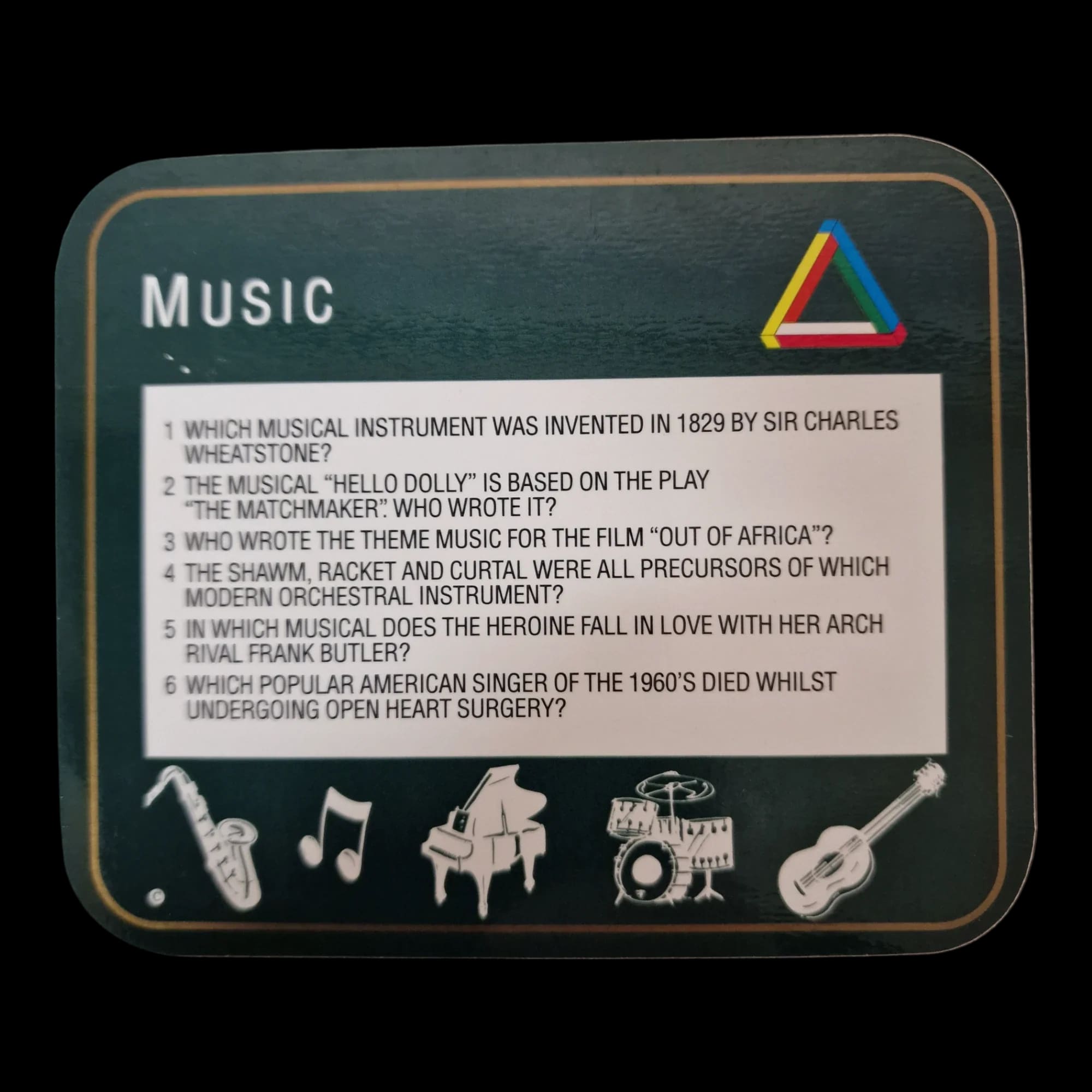 Music Quiz Wooden Coasters - Jason Products - 6 - 2709