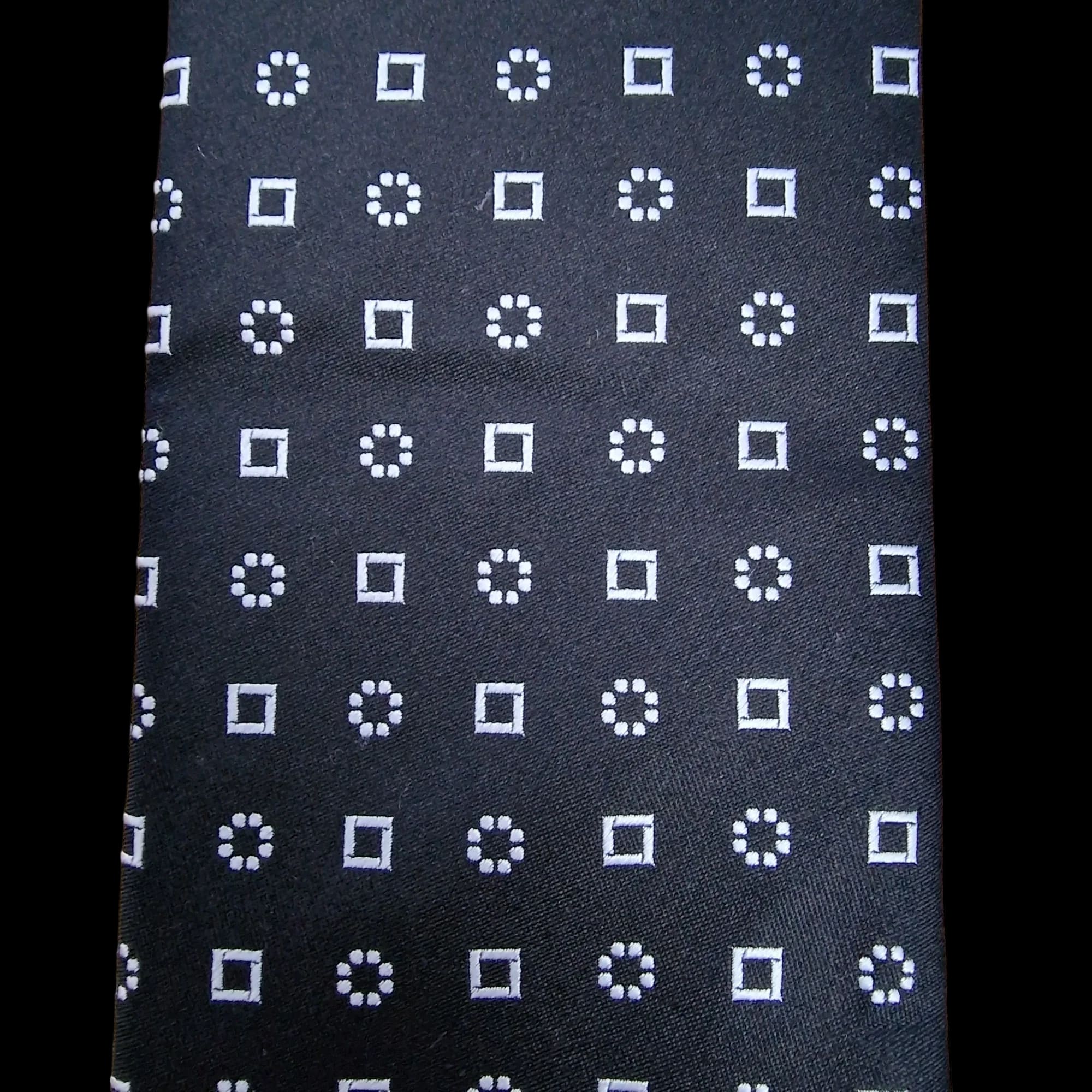 New Daniel Hechter Black Geometric Silk Necktie - Ties - 3