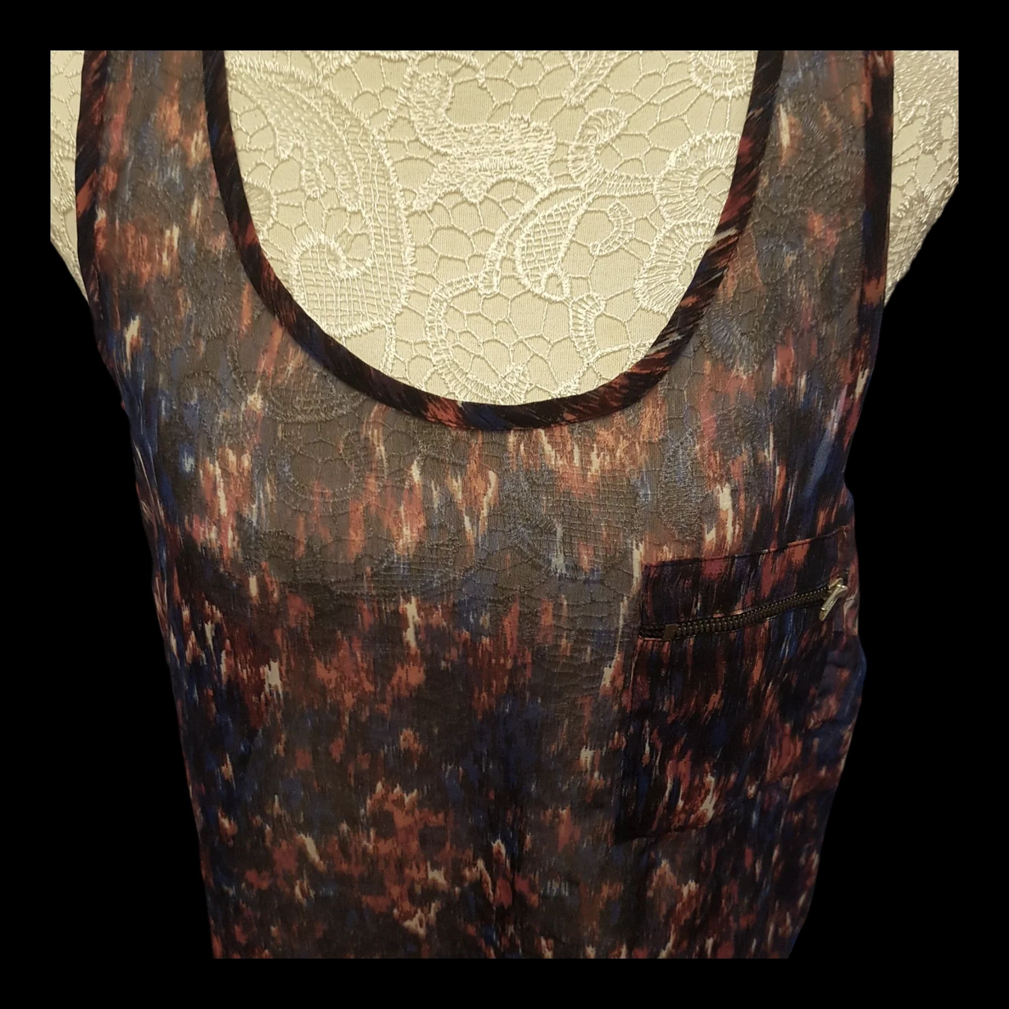 New Look Blue Red Patterned Sleeveless Womens Top Uk 12 - 5