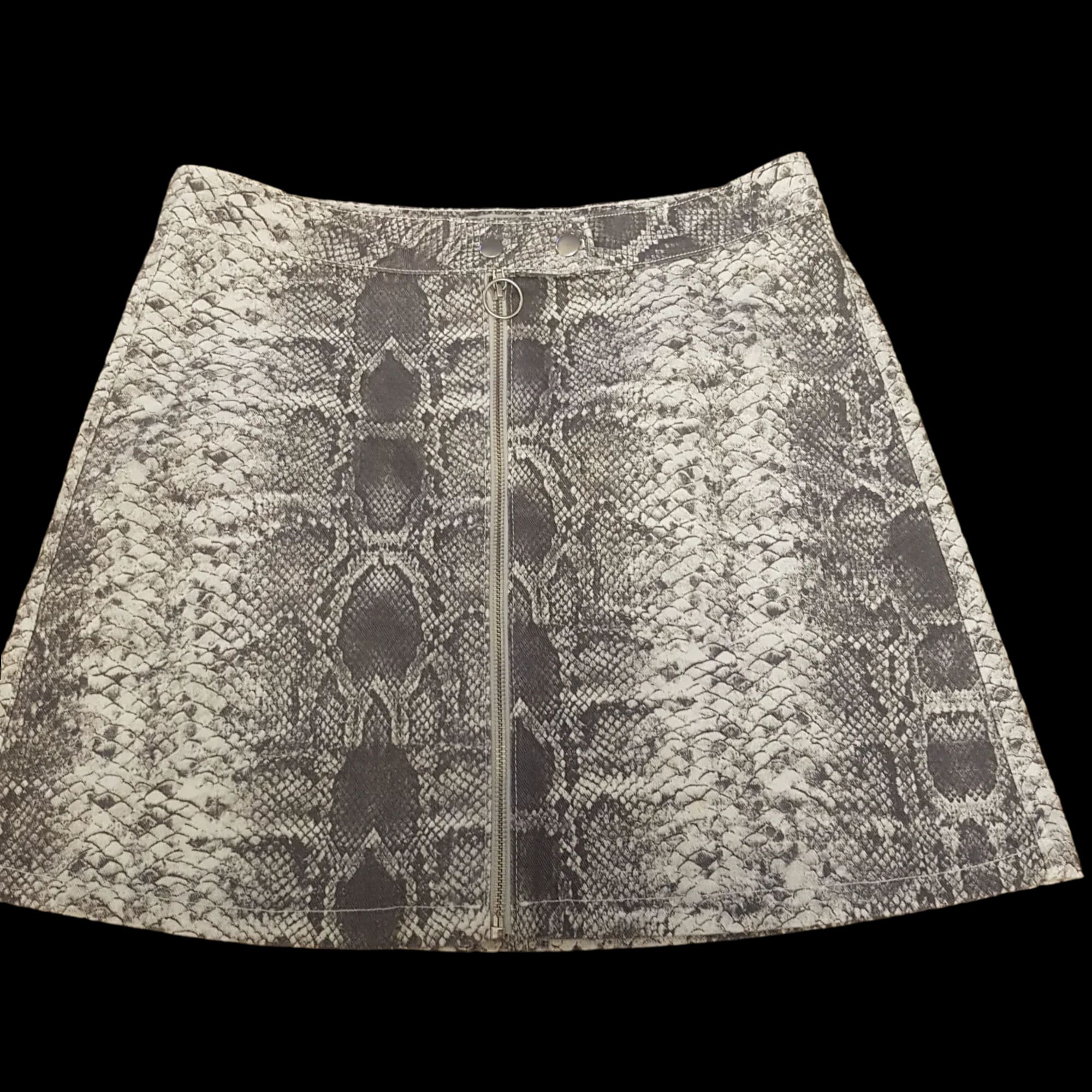 New Look Snake Skin Grey White Denim Skirt UK 12 - Skirts