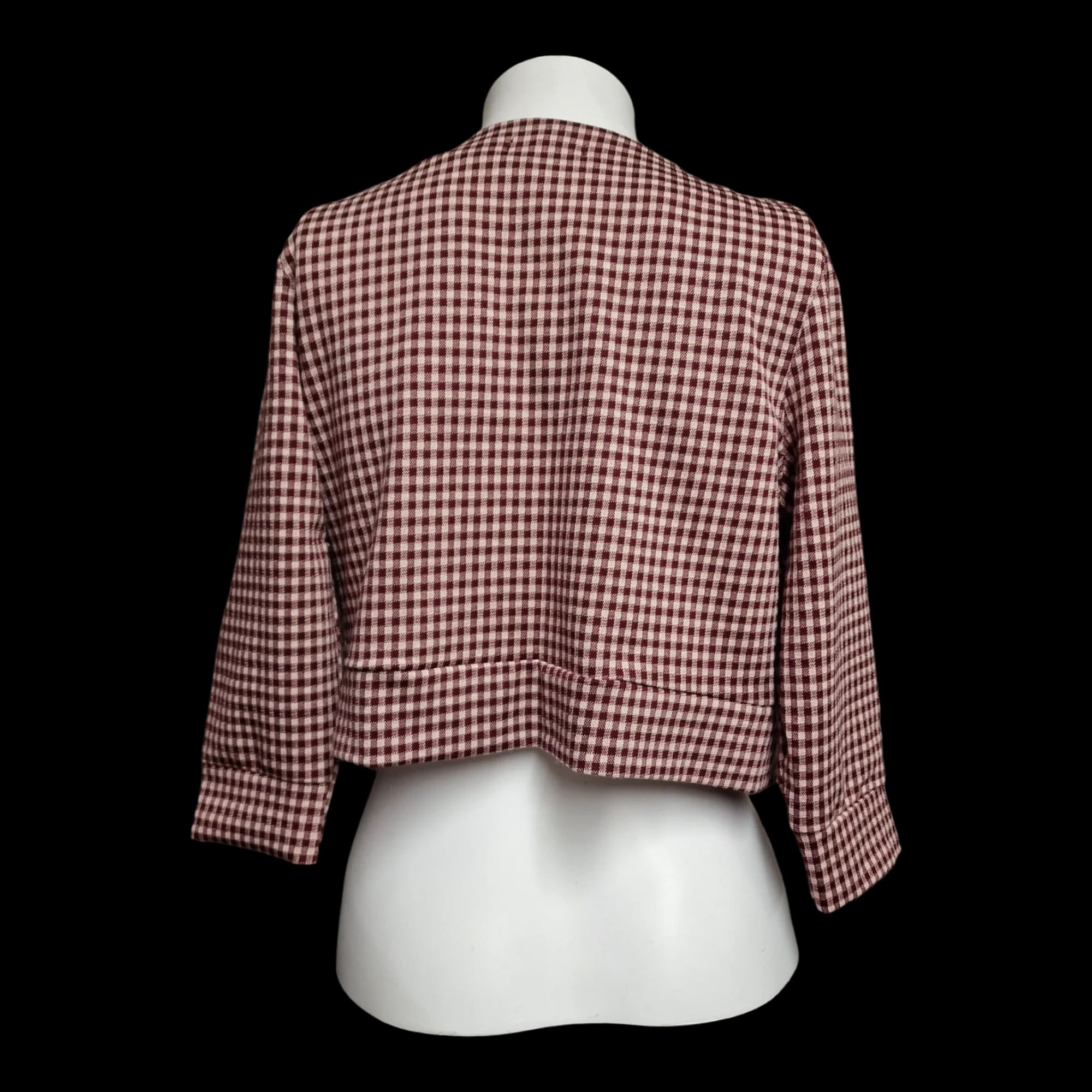 New Womens Boohoo Jenna Gingham Red White Frill Jacket UK 8