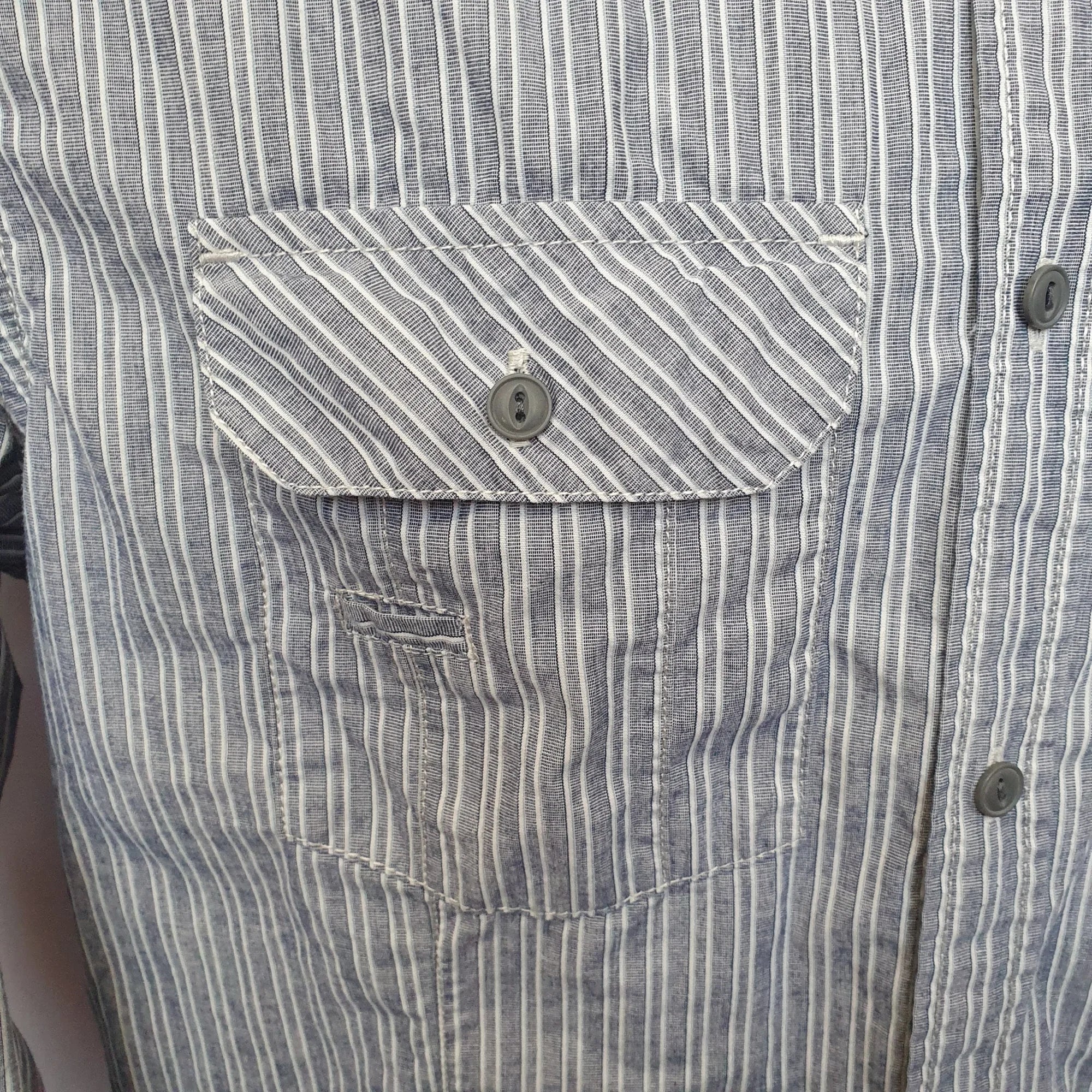 Next Grey Striped Mens Shirt - Small Size Hardwearing