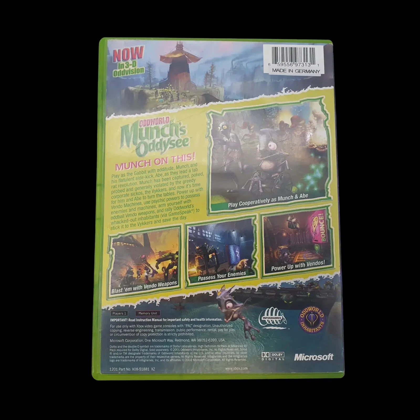 Oddworld Munch’s Oddysee Xbox Original Infogrames 2001