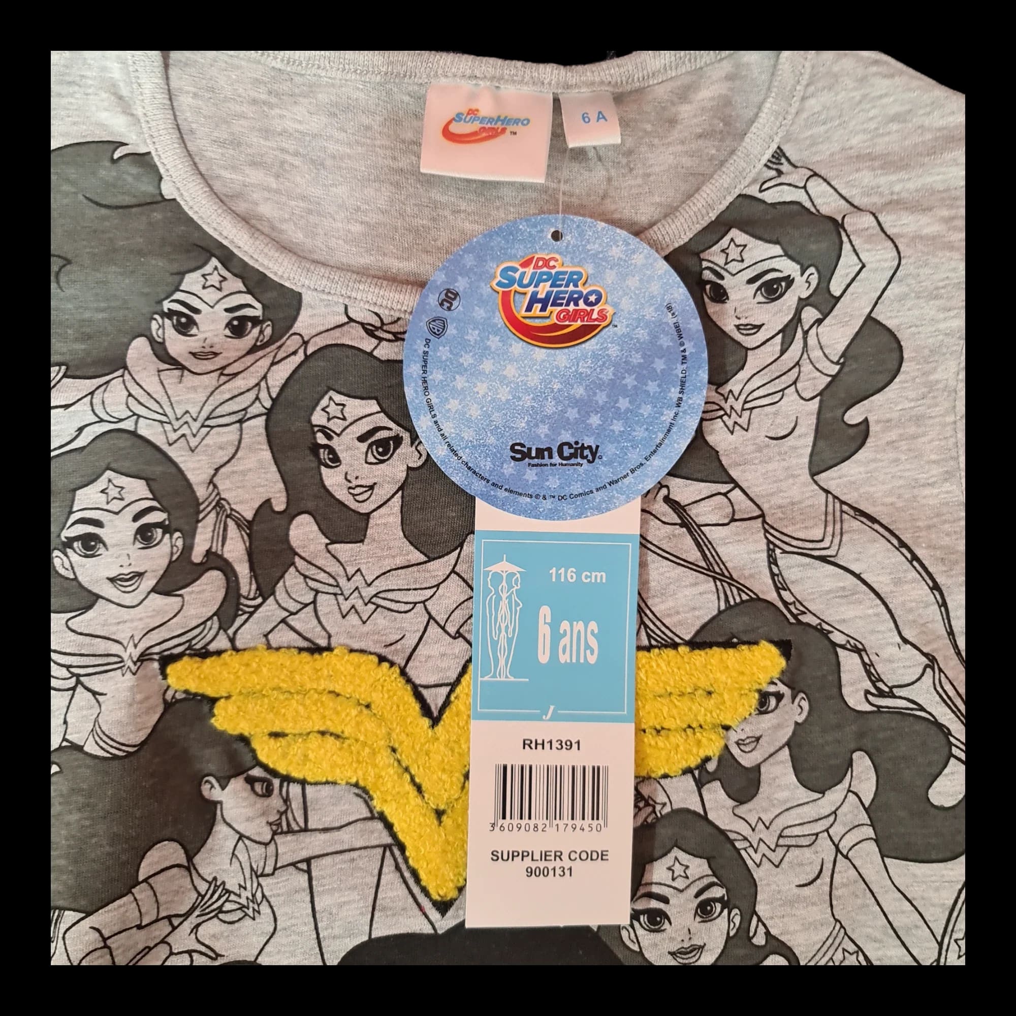 Official Wonder Woman Long Sleeve Girls Grey T-shirt