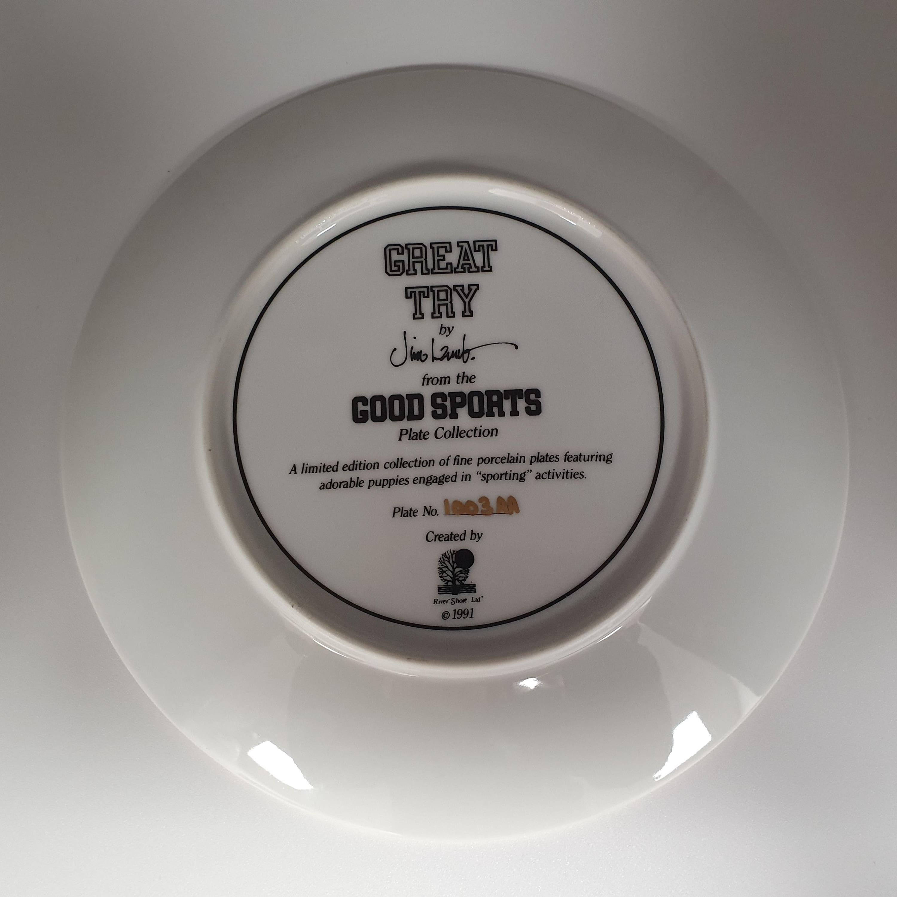 Ornamental Plate Great Try Jim Lamb River Shore 1991