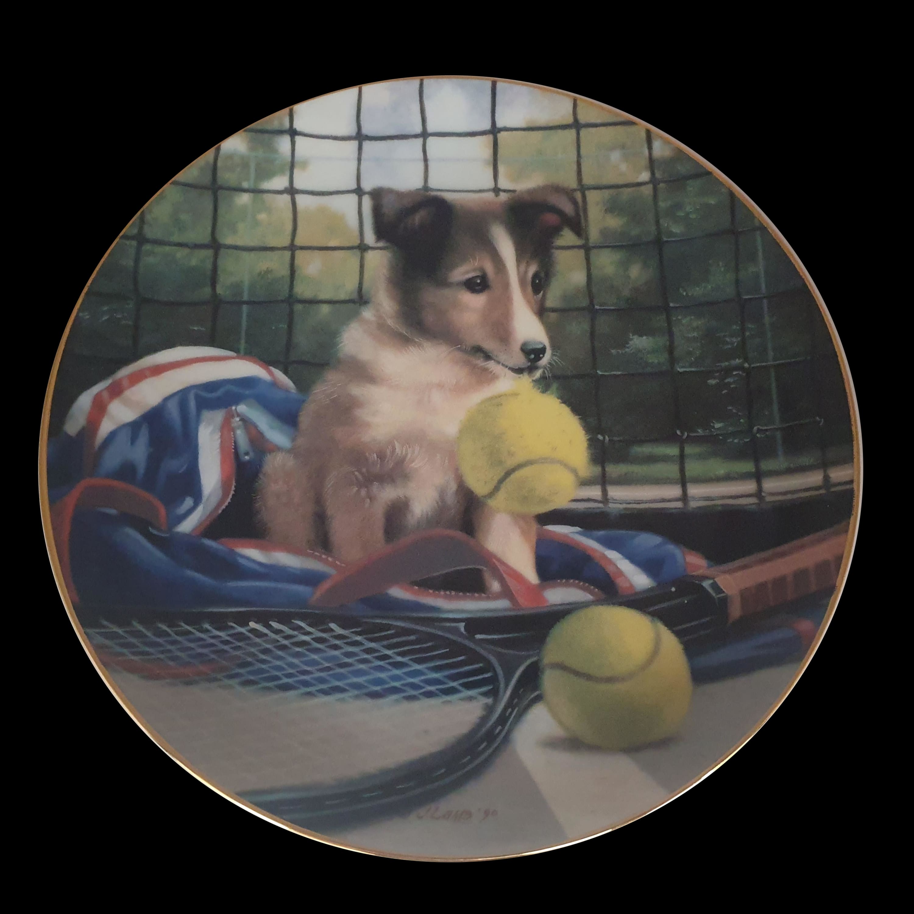 Ornamental Plate Net Play Jim Lamb River Shore 1990 Vintage