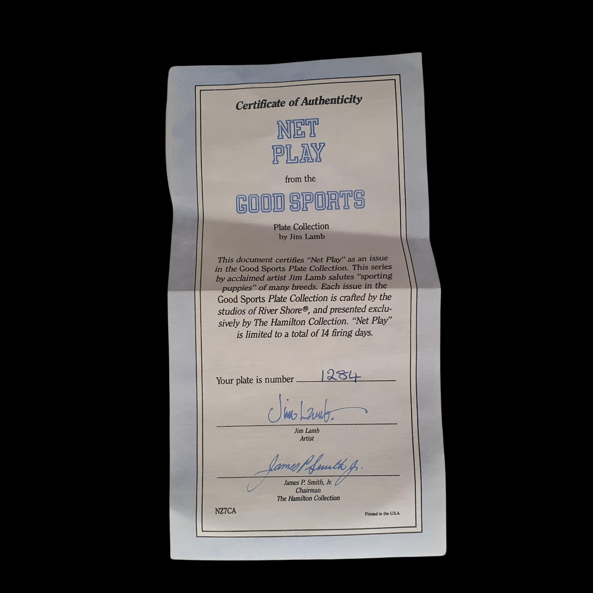 Ornamental Plate Net Play Jim Lamb River Shore 1990 Vintage