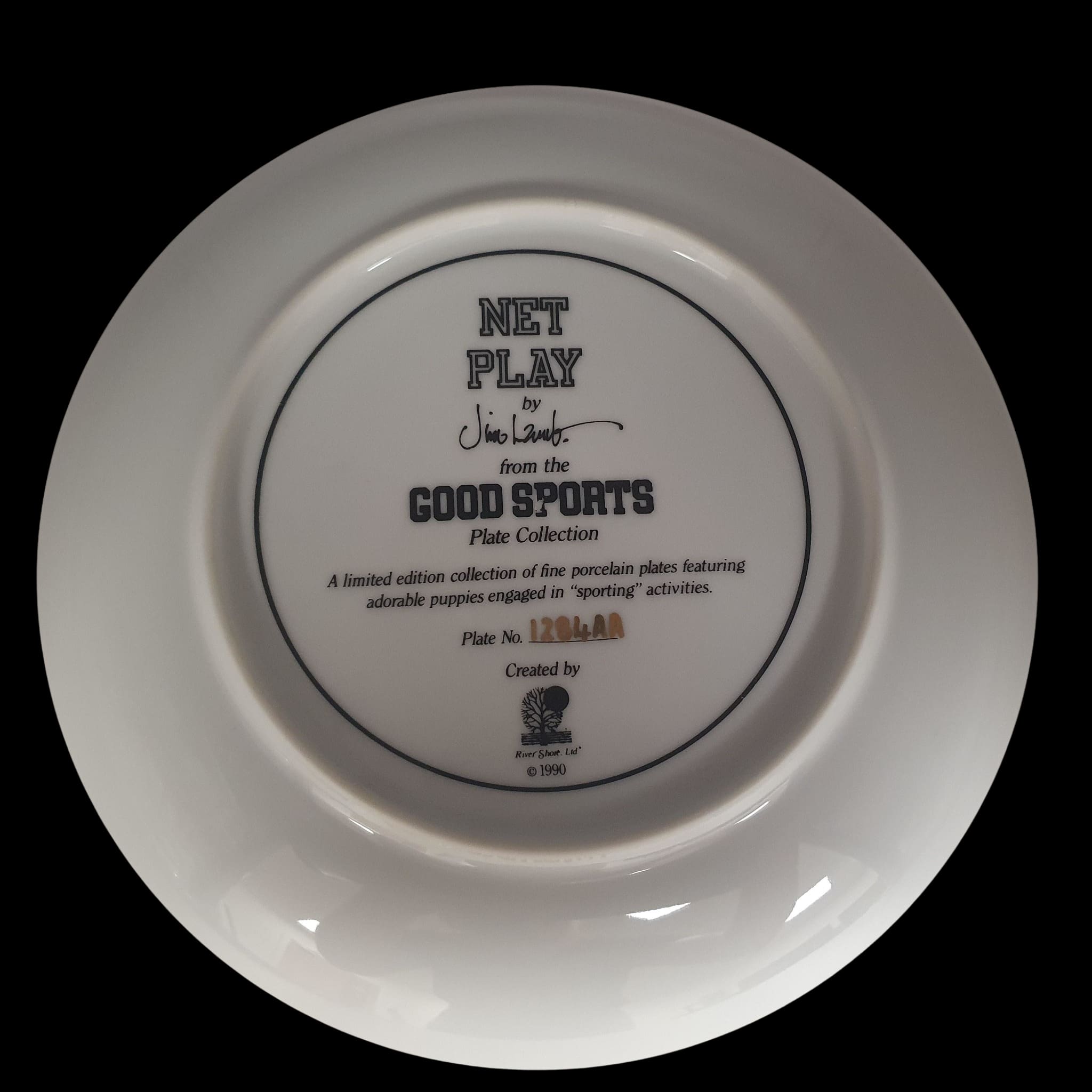 Ornamental Plate Net Play Jim Lamb River Shore 1990 Vintage
