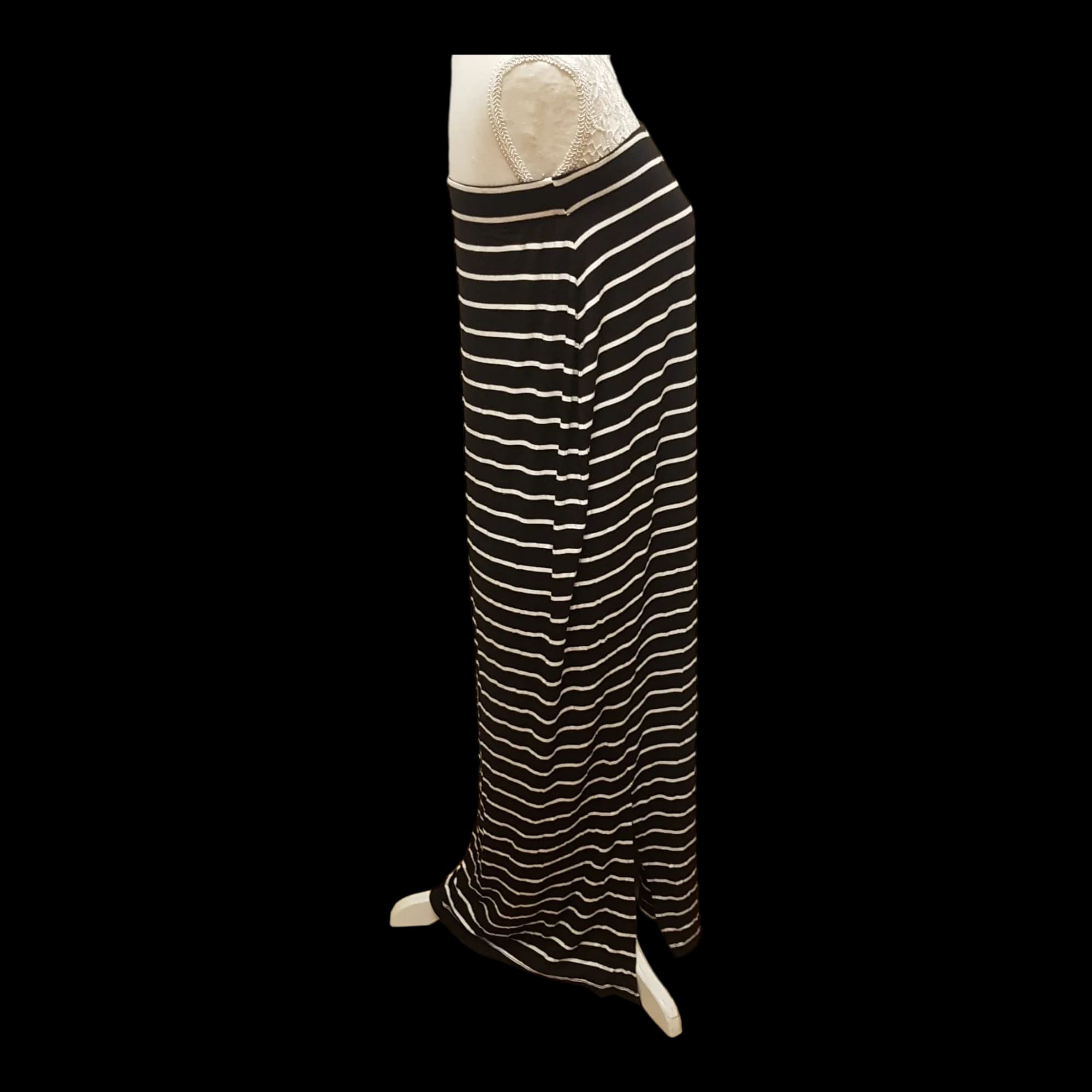 Papaya Black White Striped Strapless Midi Dress Uk 16