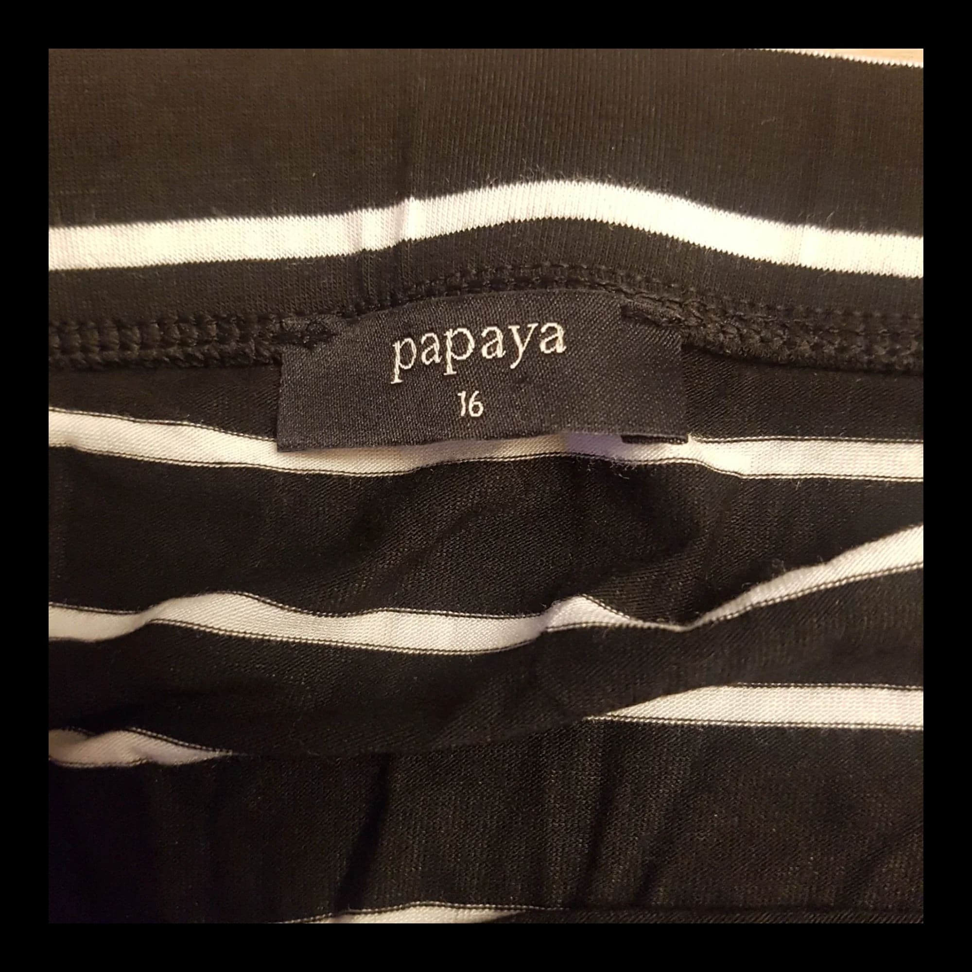 Papaya Black White Striped Strapless Midi Dress Uk 16