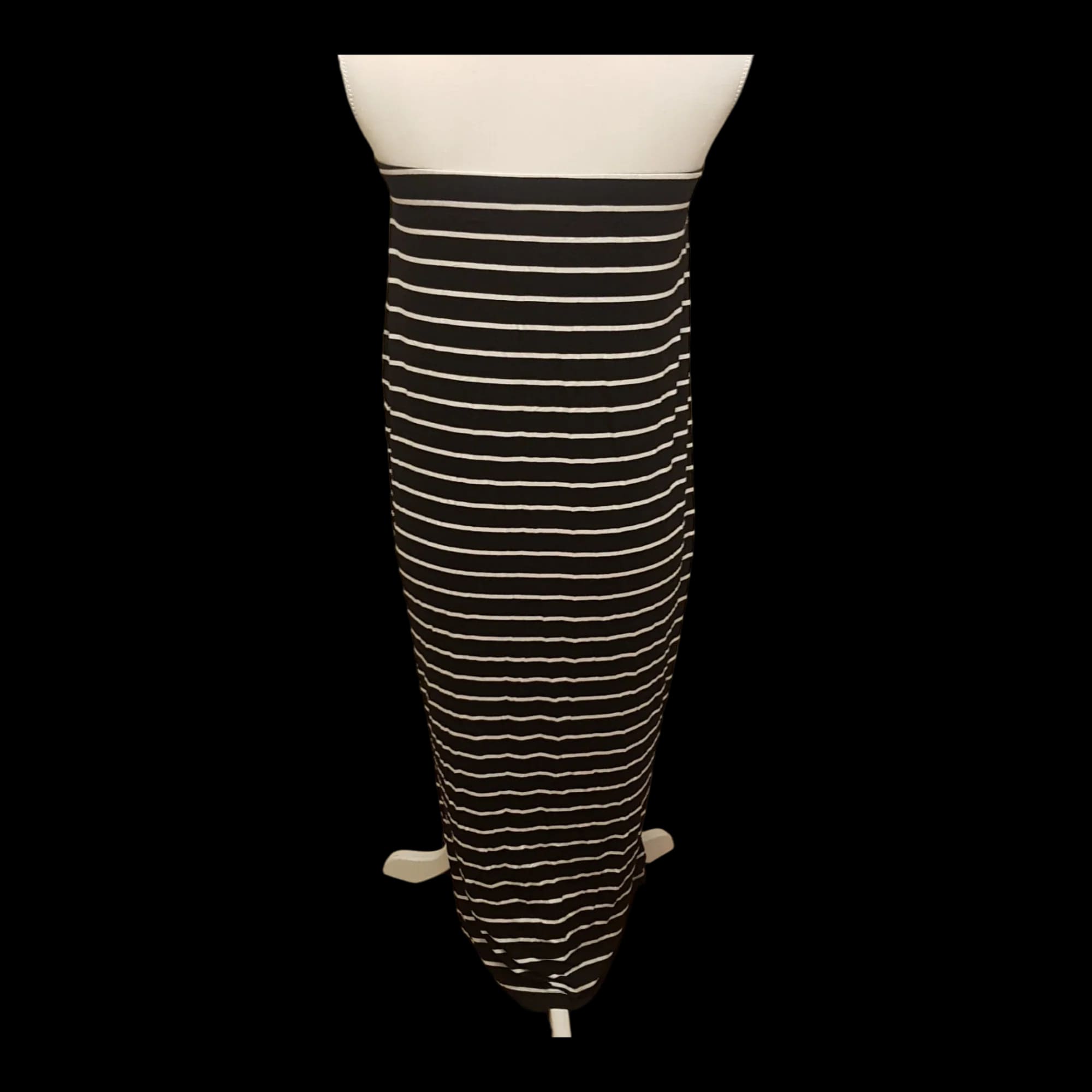 Papaya Black White Striped Strapless Midi Dress Uk 16