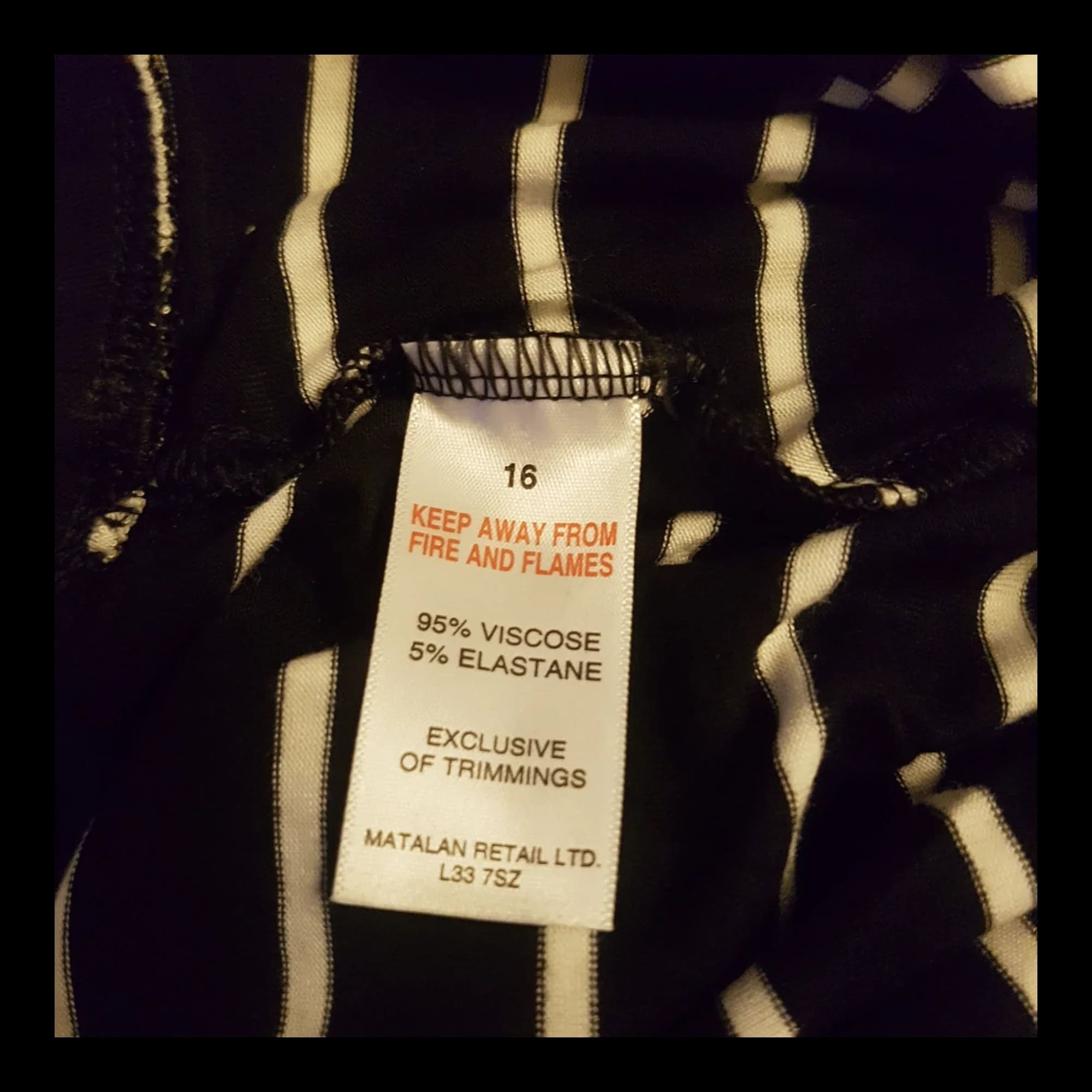 Papaya Black White Striped Strapless Midi Dress Uk 16