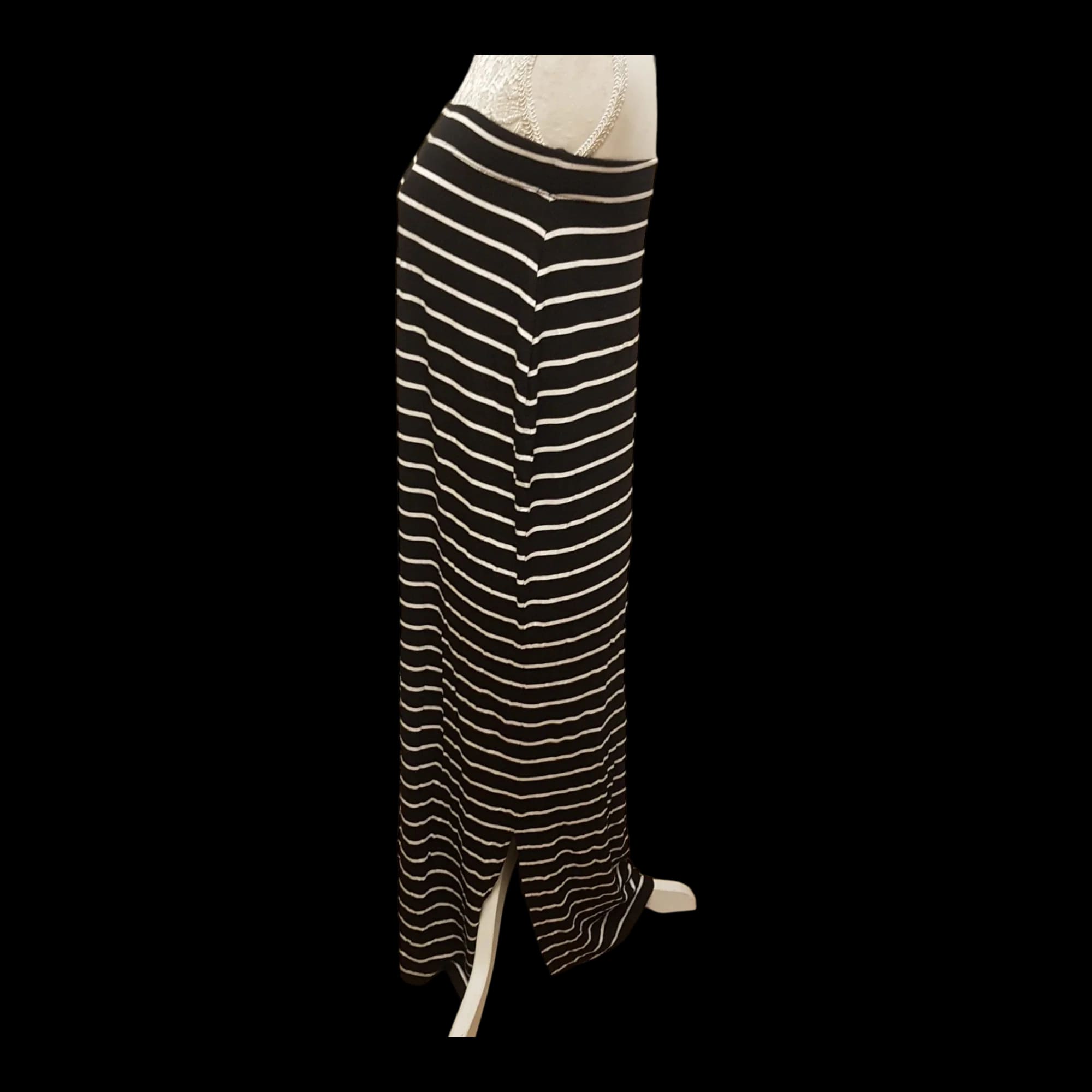 Papaya Black White Striped Strapless Midi Dress Uk 16