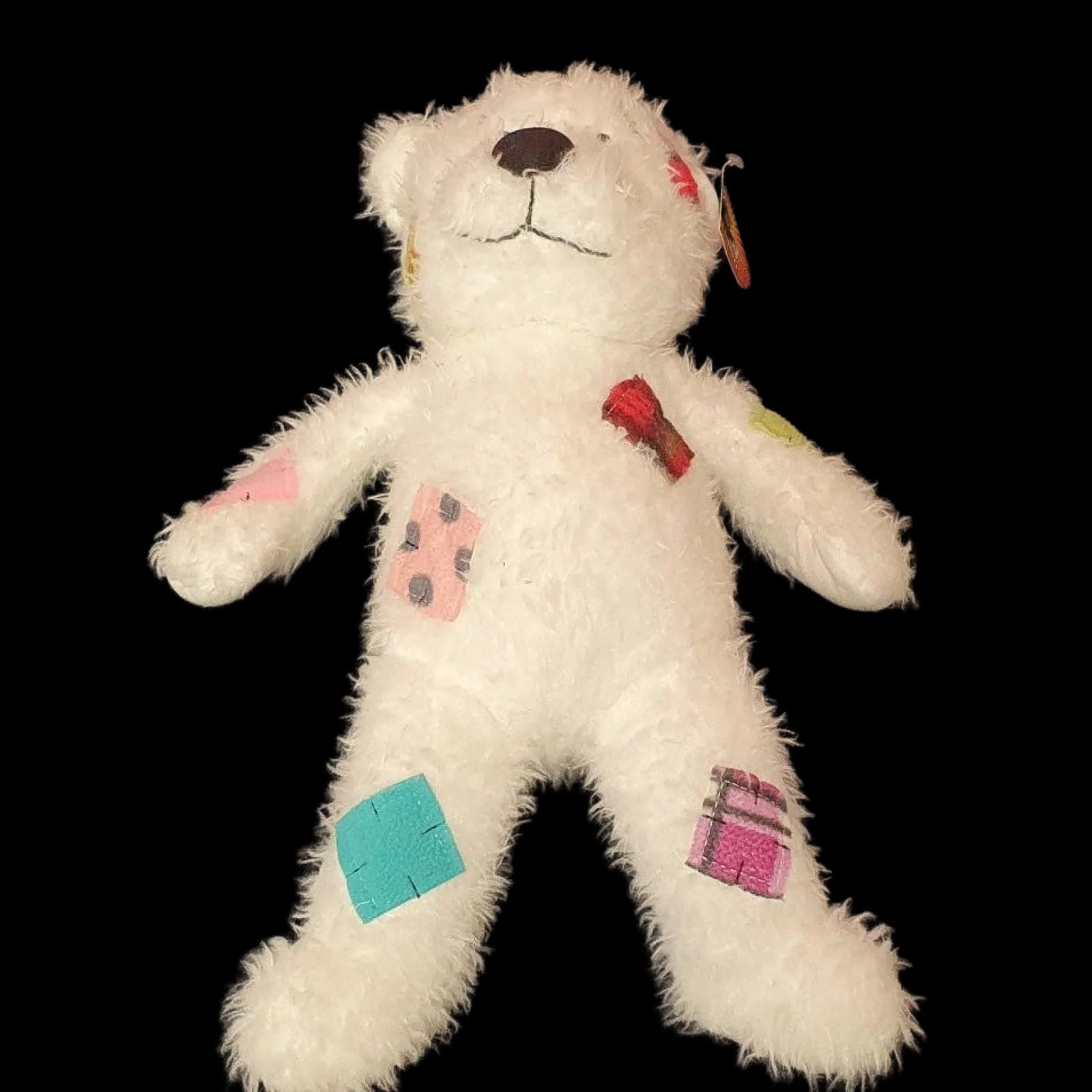 Patchwork White Fluffy Teddy Bear Plush Soft Toy With Tag