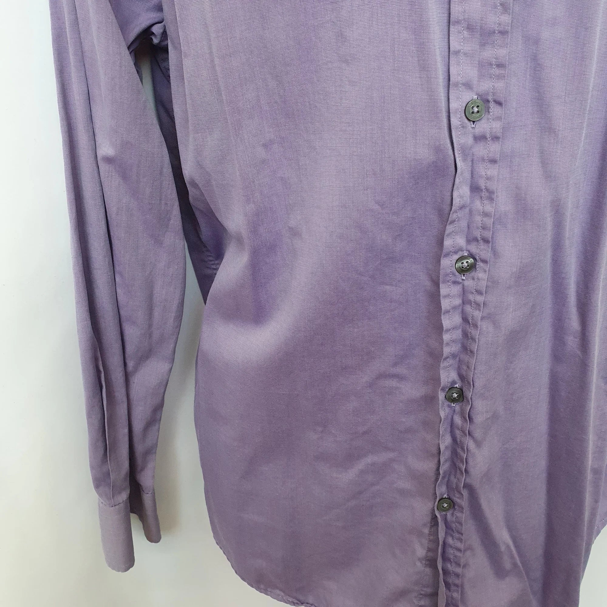 Paul Smith Mens Purple Shirt Branded Buttons 17’ Collar