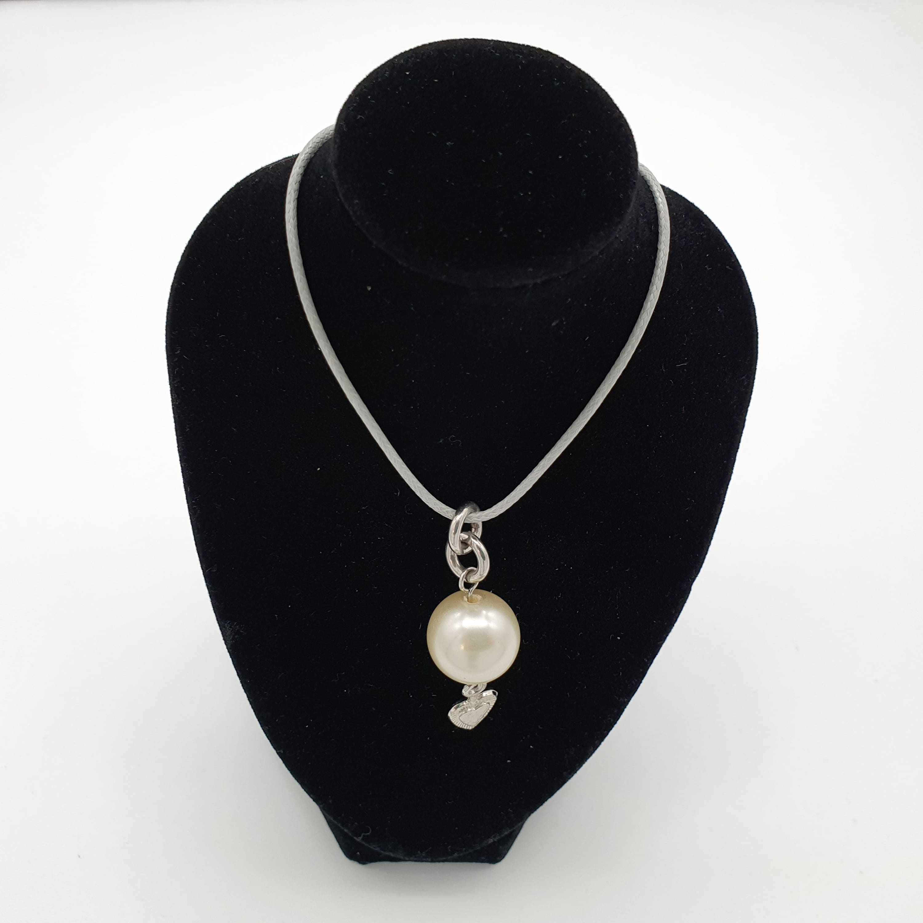 Pearl Love Heart Necklace Drop Pendant Charm Handmade