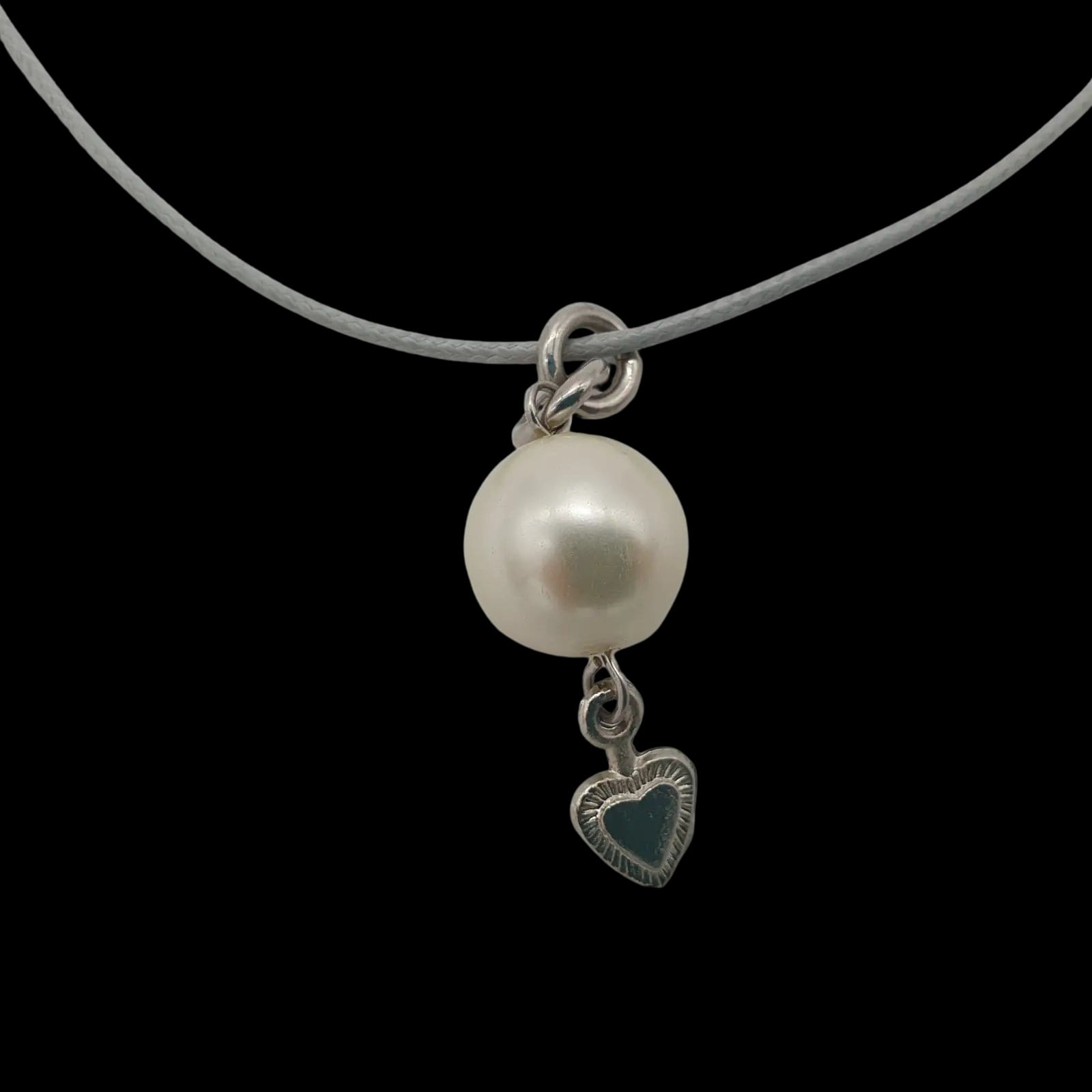 Pearl Love Heart Necklace Drop Pendant Charm Handmade