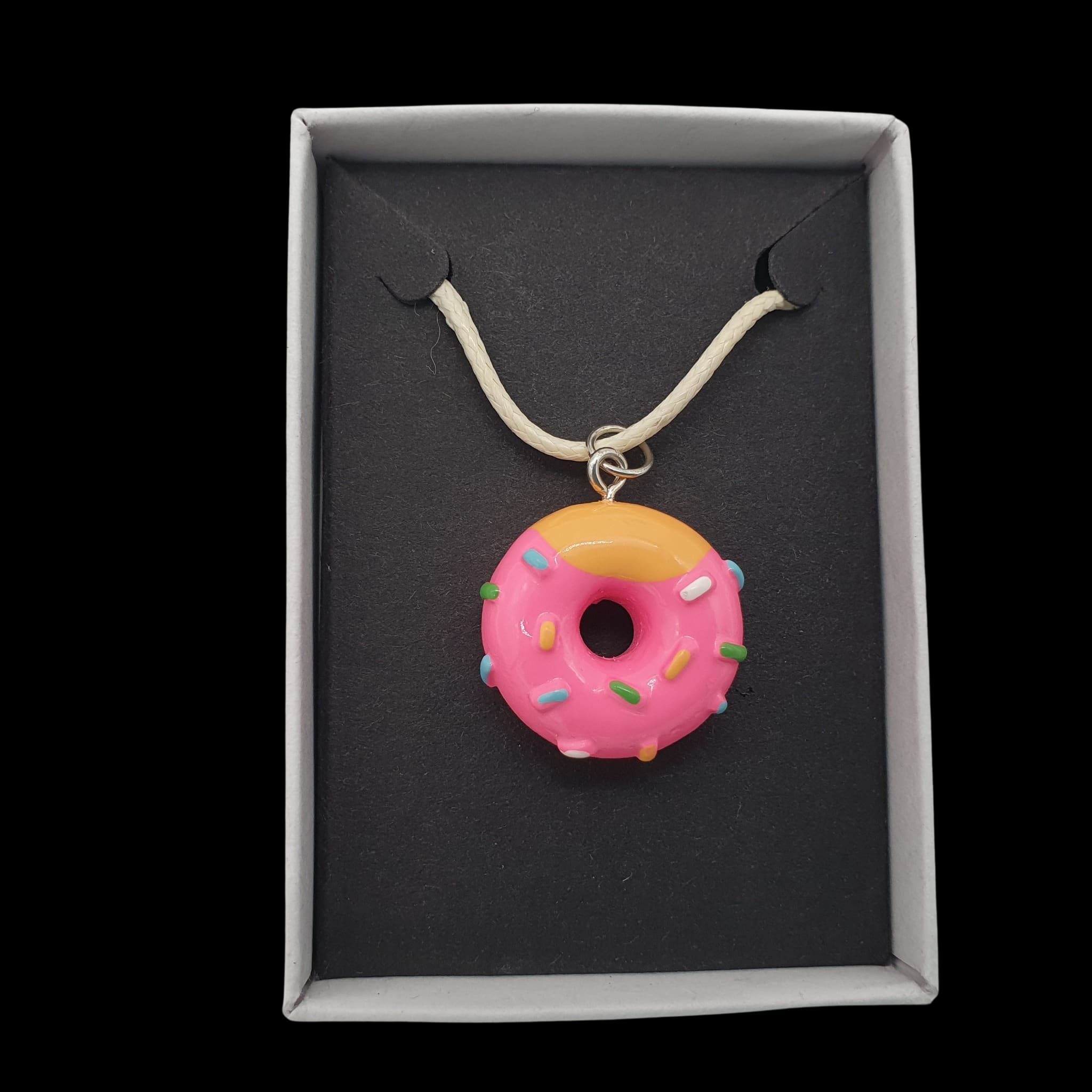 Pink Doughnut Necklace Donut Lover Novelty Fun Pendant