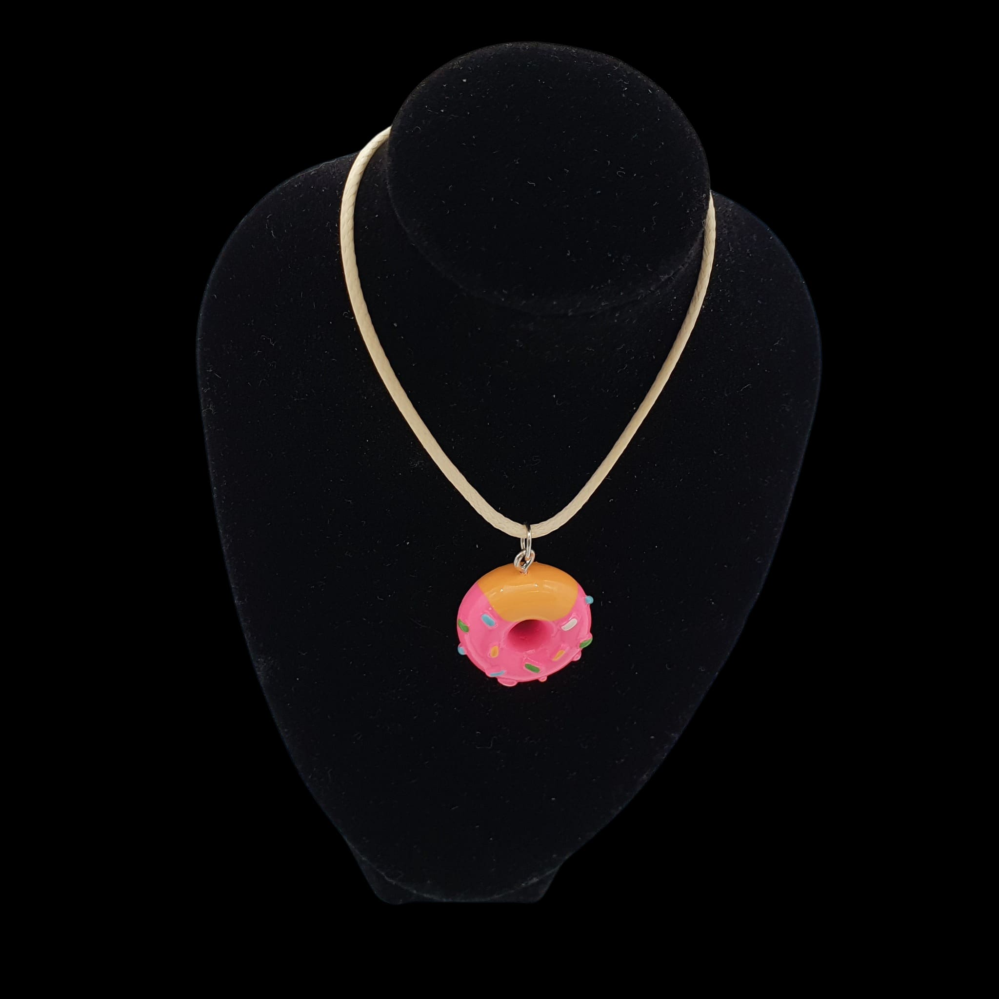 Pink Doughnut Necklace Donut Lover Novelty Fun Pendant