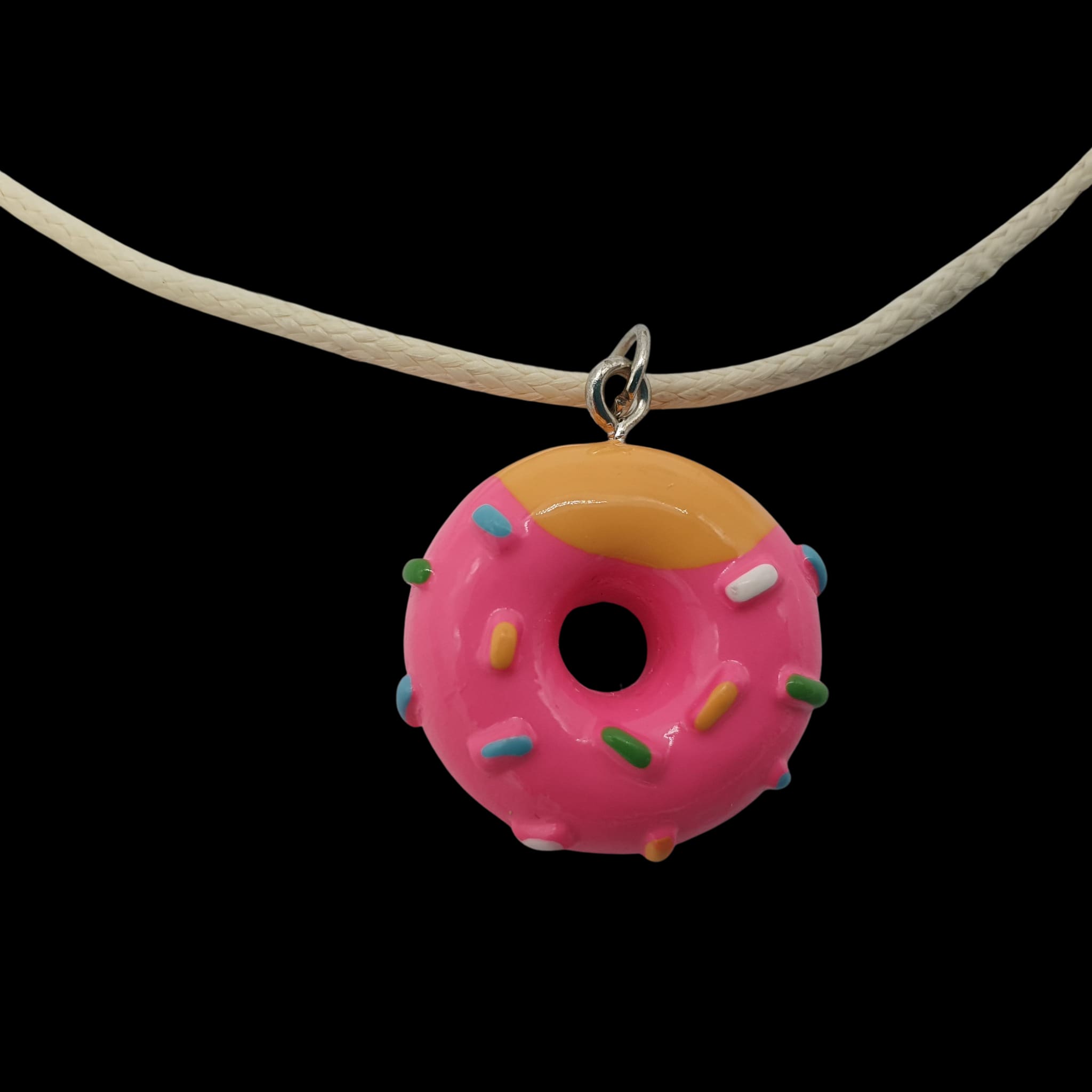 Pink Doughnut Necklace Donut Lover Novelty Fun Pendant