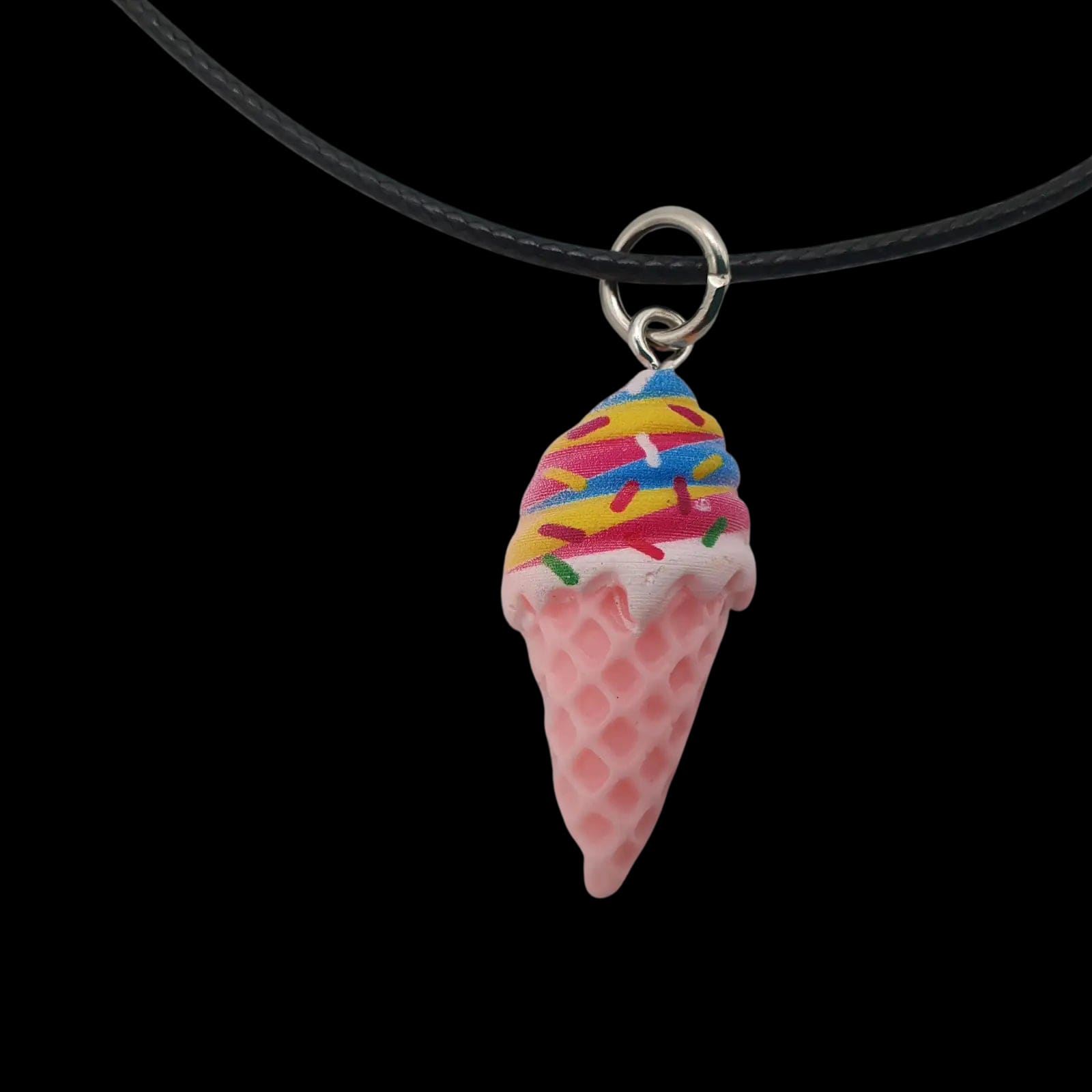 Pink Ice Cream Necklace Novelty Fun Kids Pendant Charm