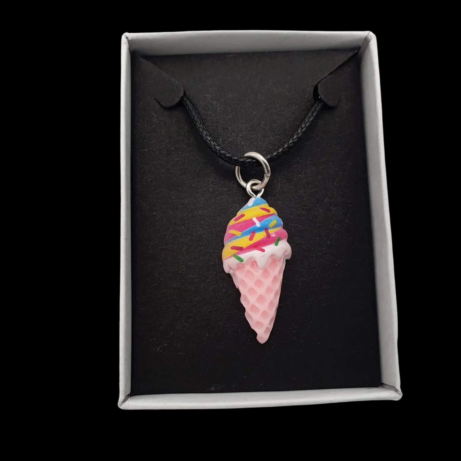 Pink Ice Cream Necklace Novelty Fun Kids Pendant Charm