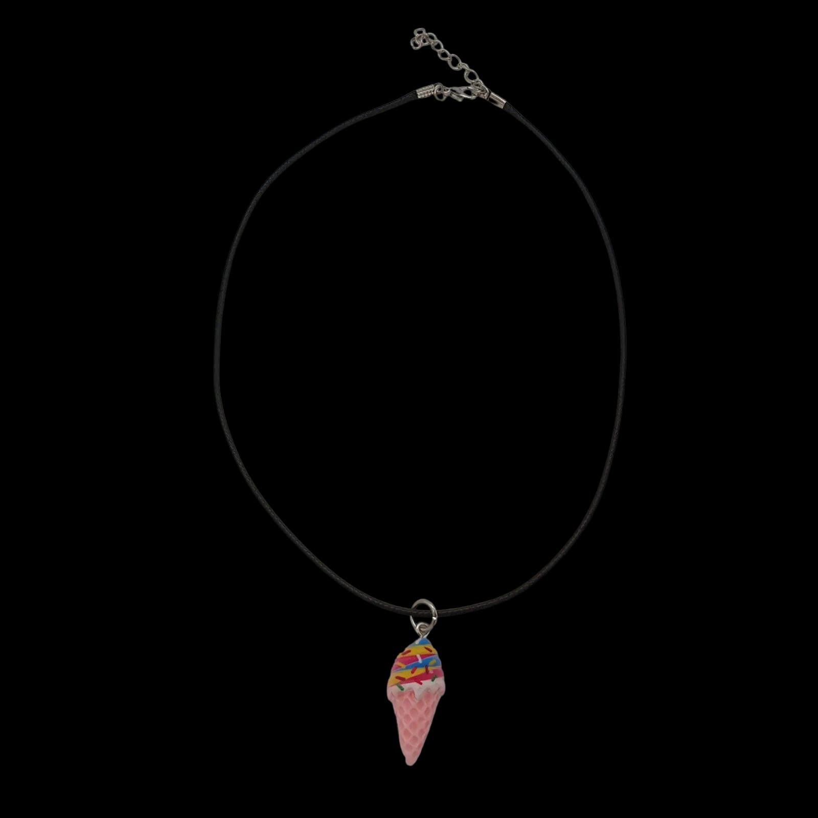 Pink Ice Cream Necklace Novelty Fun Kids Pendant Charm