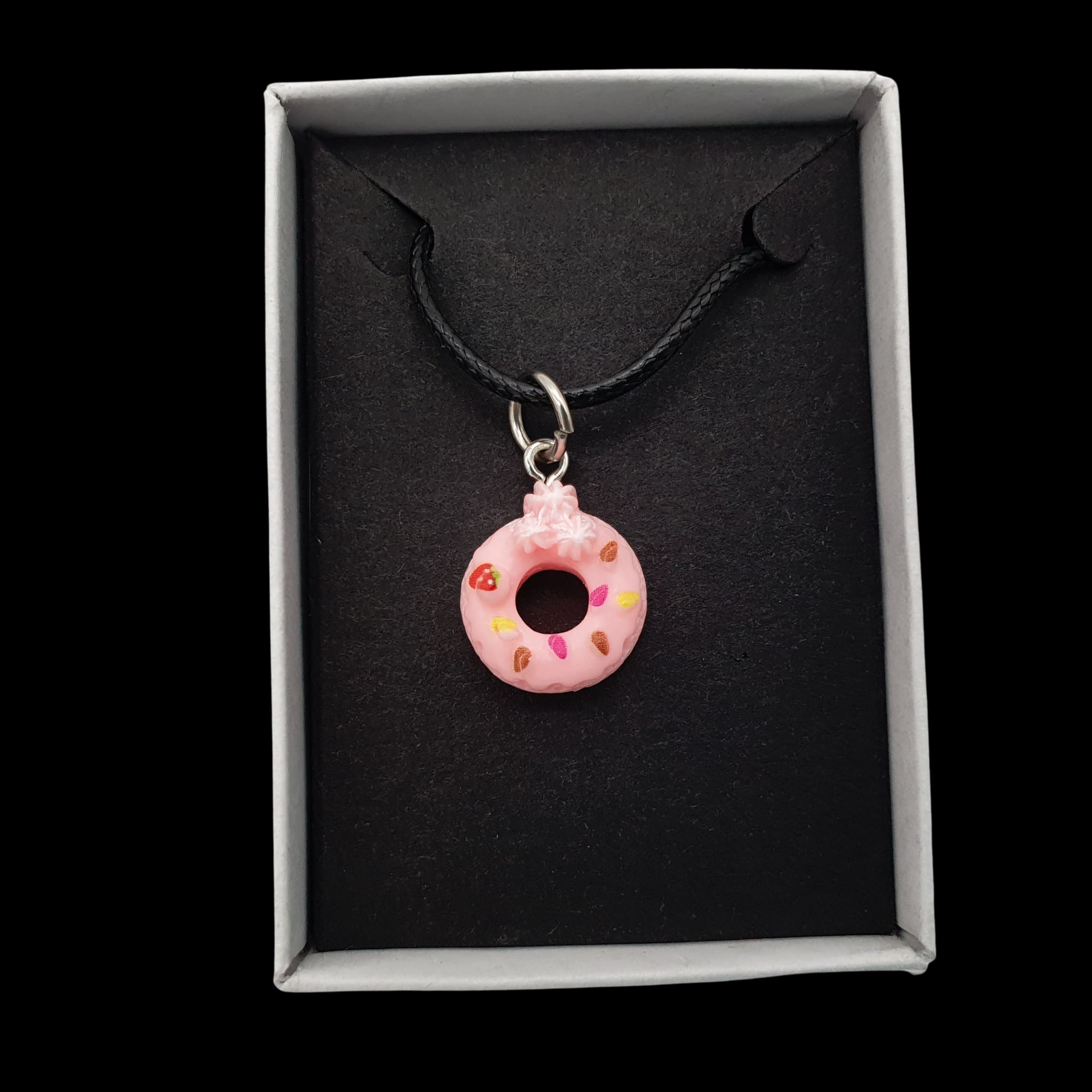 Pink Small Doughnut Necklace Donut Novelty Fun Pendant