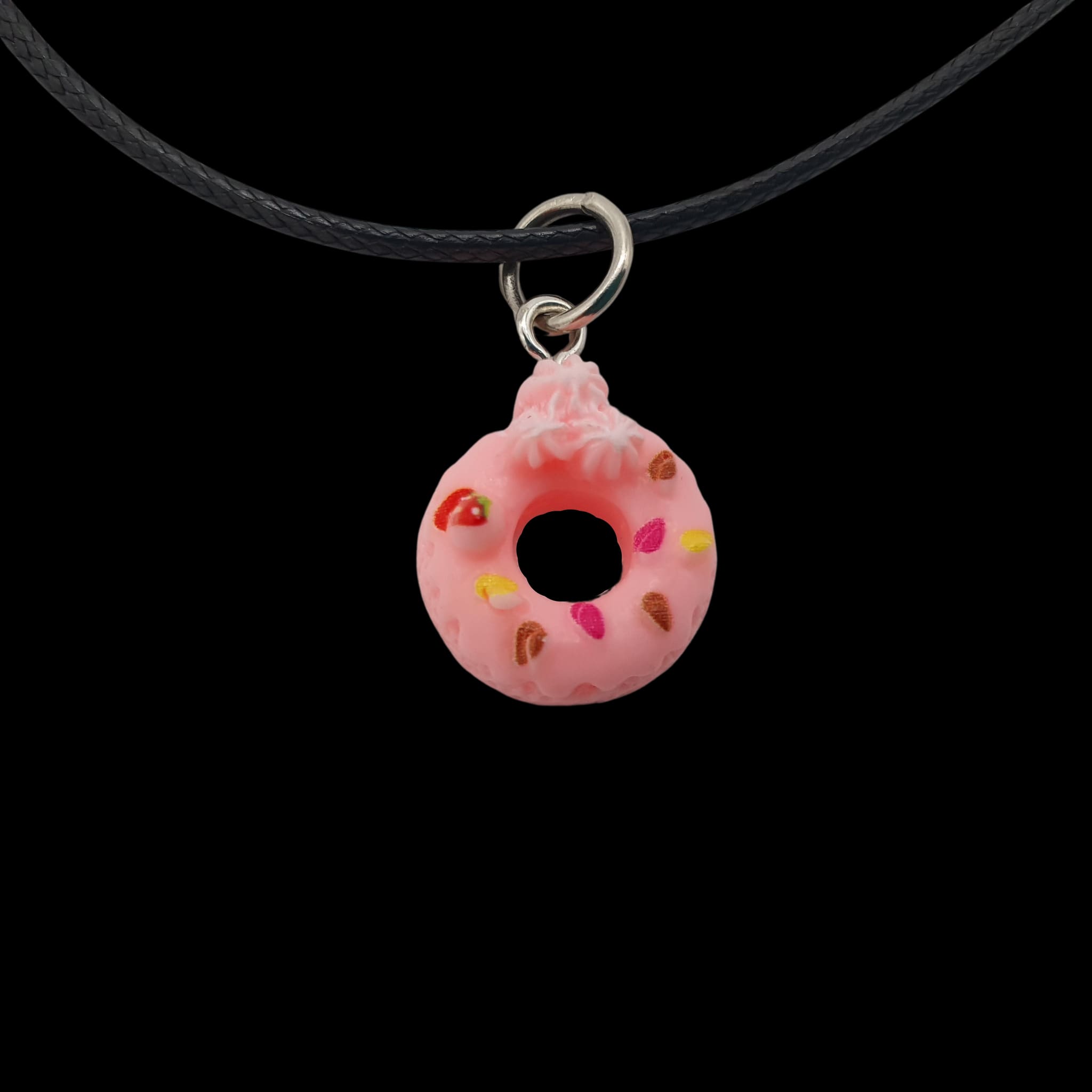 Pink Small Doughnut Necklace Donut Novelty Fun Pendant