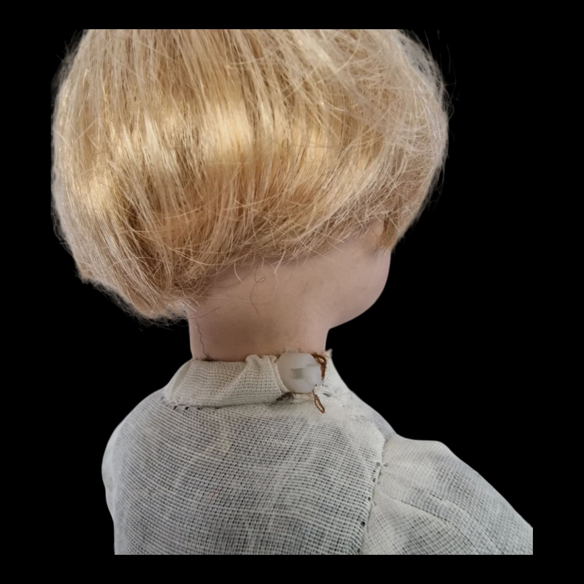 Porcelain Boy Doll Small Short Blonde Hair Blue Eyes