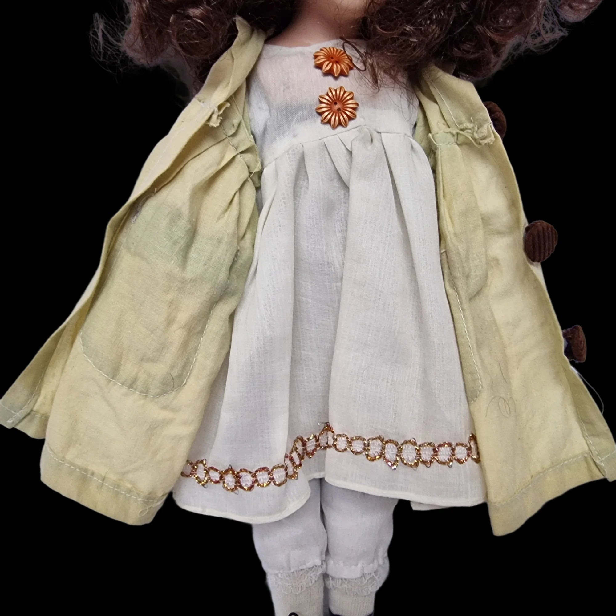 Porcelain Doll Female White Dress And Coat Removeable