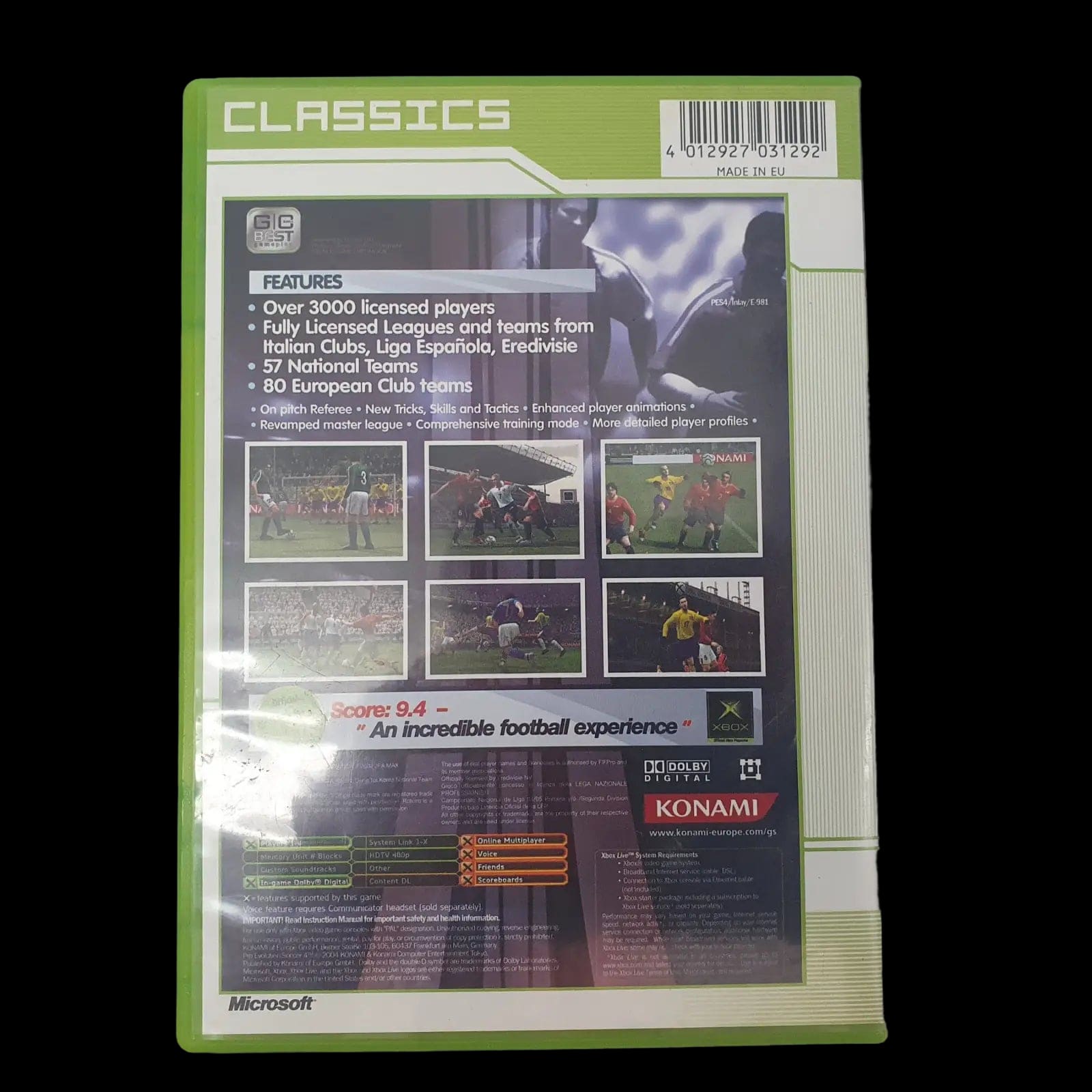 Pro Evolution Soccer 4 Microsoft Xbox Original Konami 2002