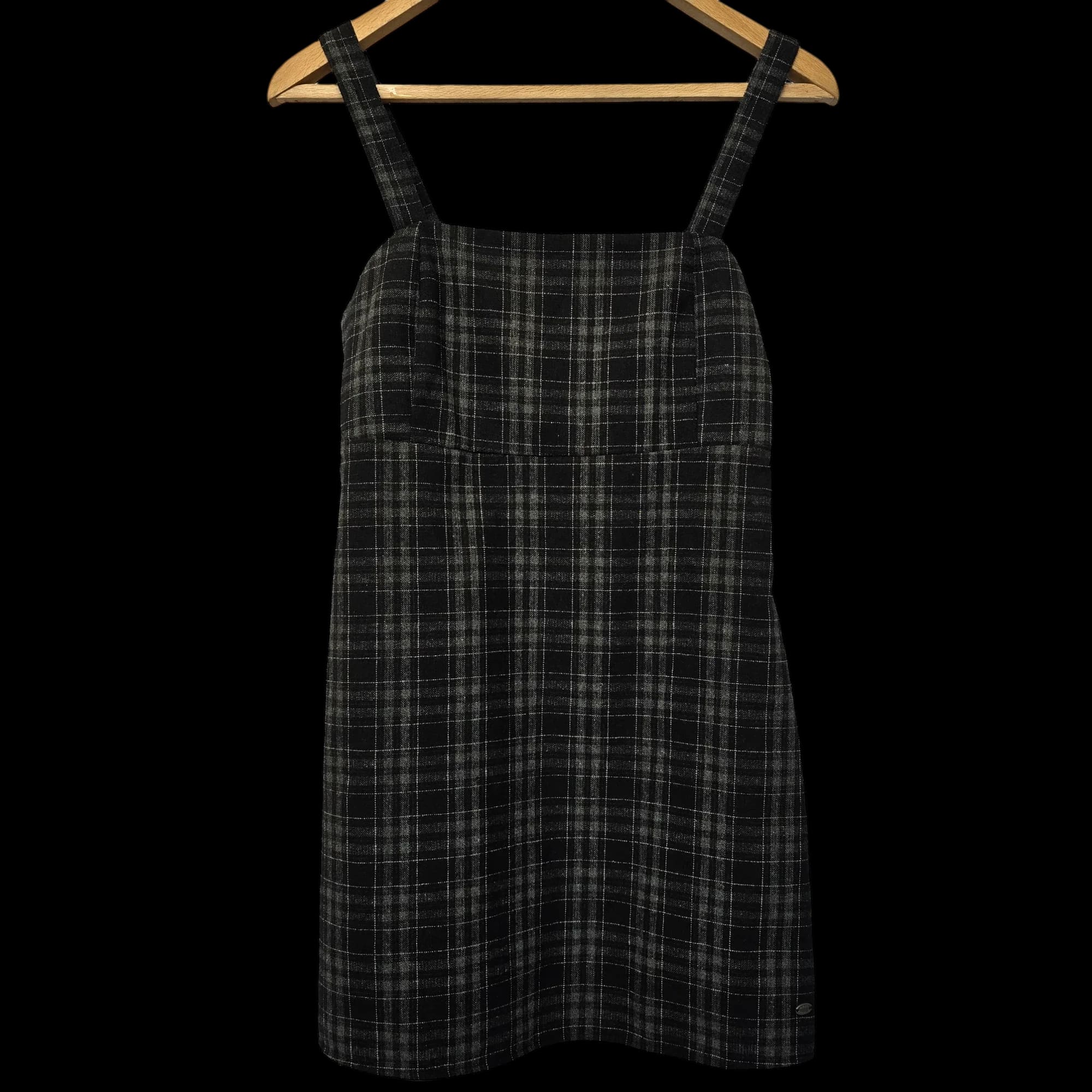 Pull&Bear Black Grey Check Pinafore Dress UK Small