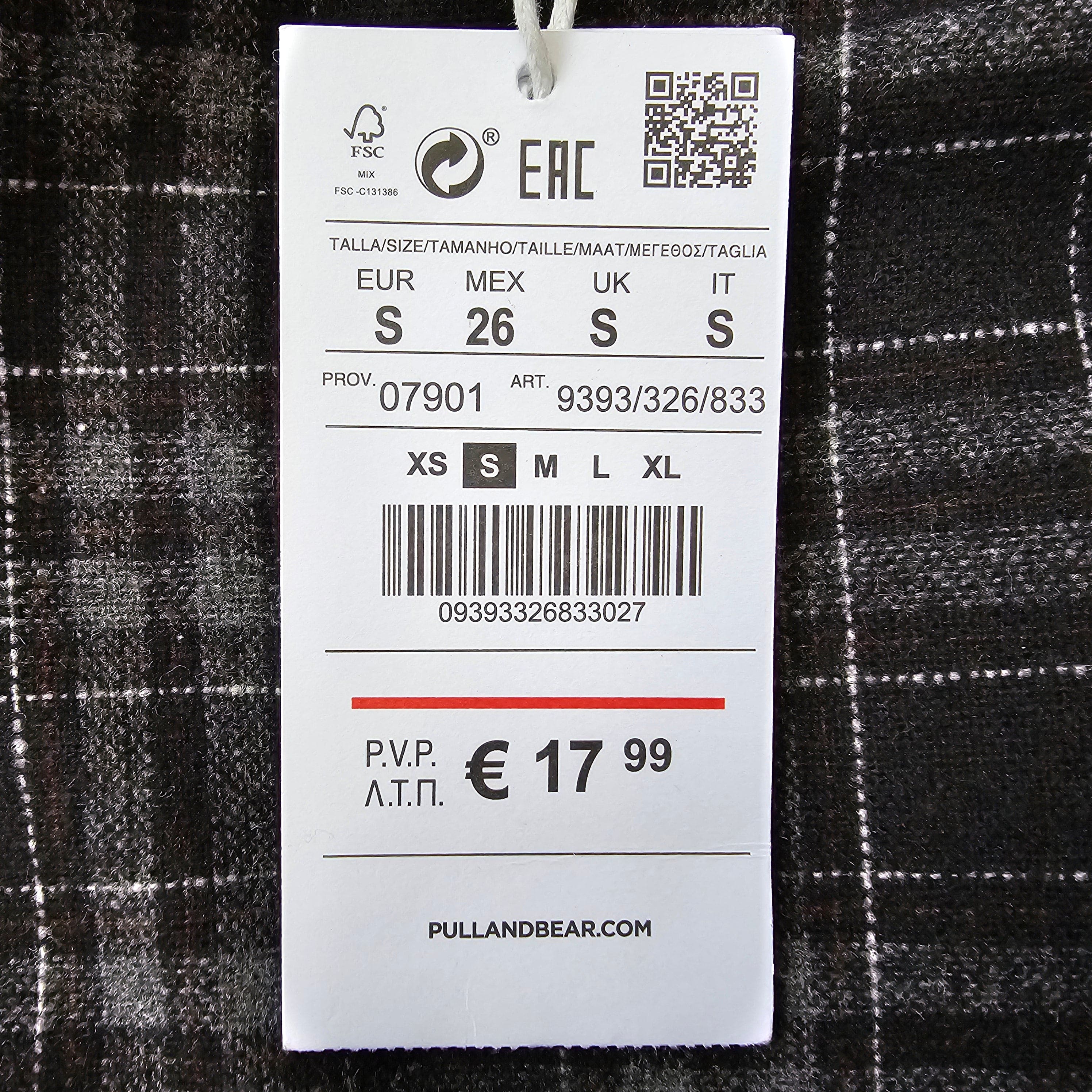 Pull&Bear Black Grey Check Pinafore Dress UK Small