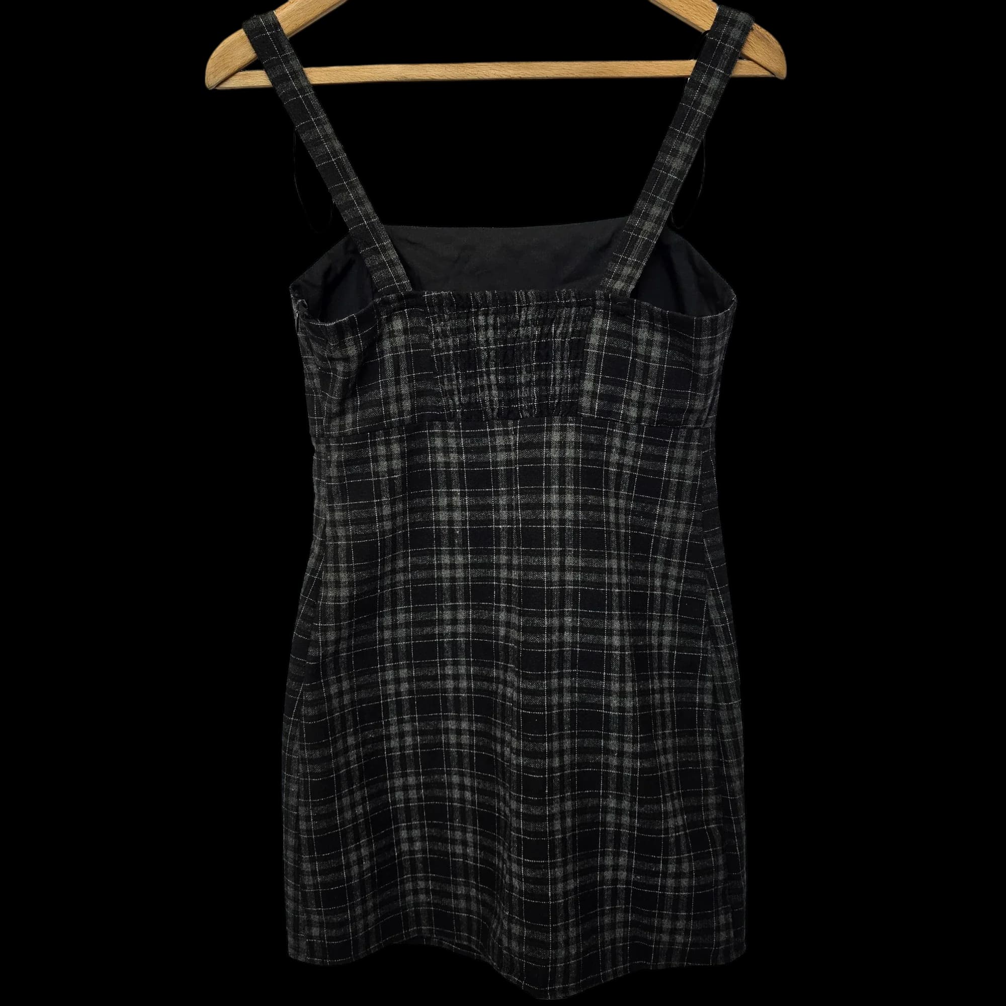 Pull&Bear Black Grey Check Pinafore Dress UK Small