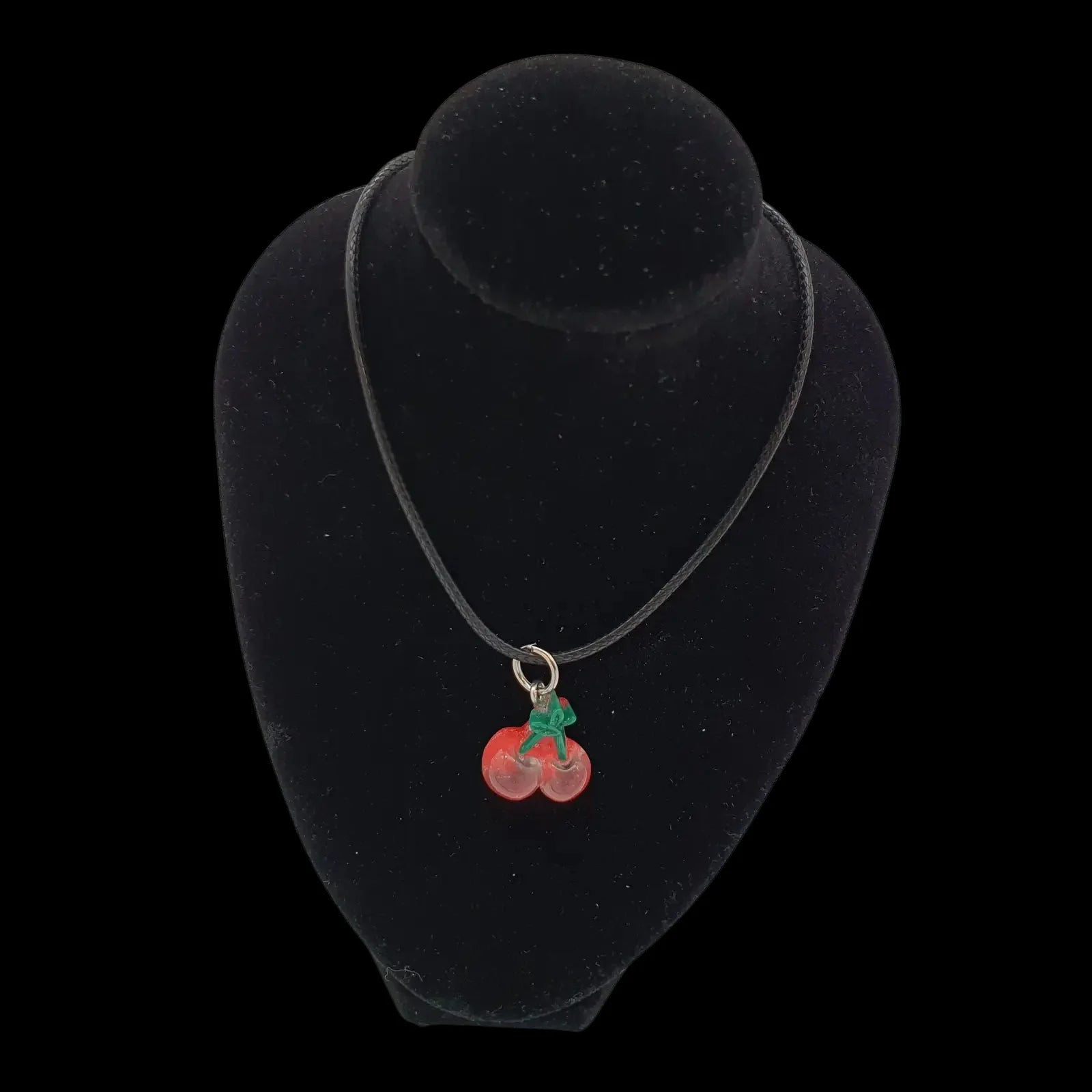 Red Cherries Necklace Cherry Fruit Pendant Charm Handmade