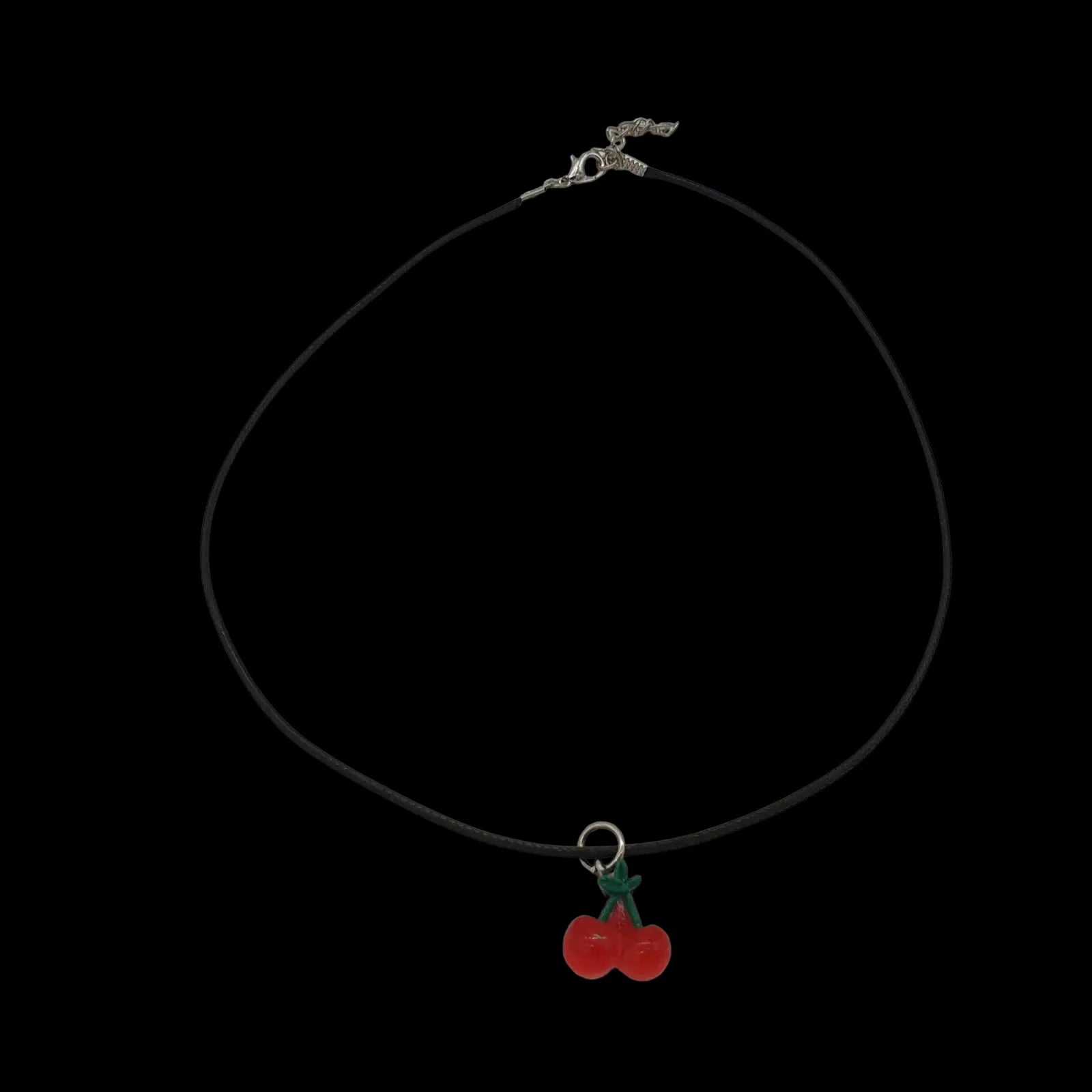 Red Cherries Necklace Cherry Fruit Pendant Charm Handmade