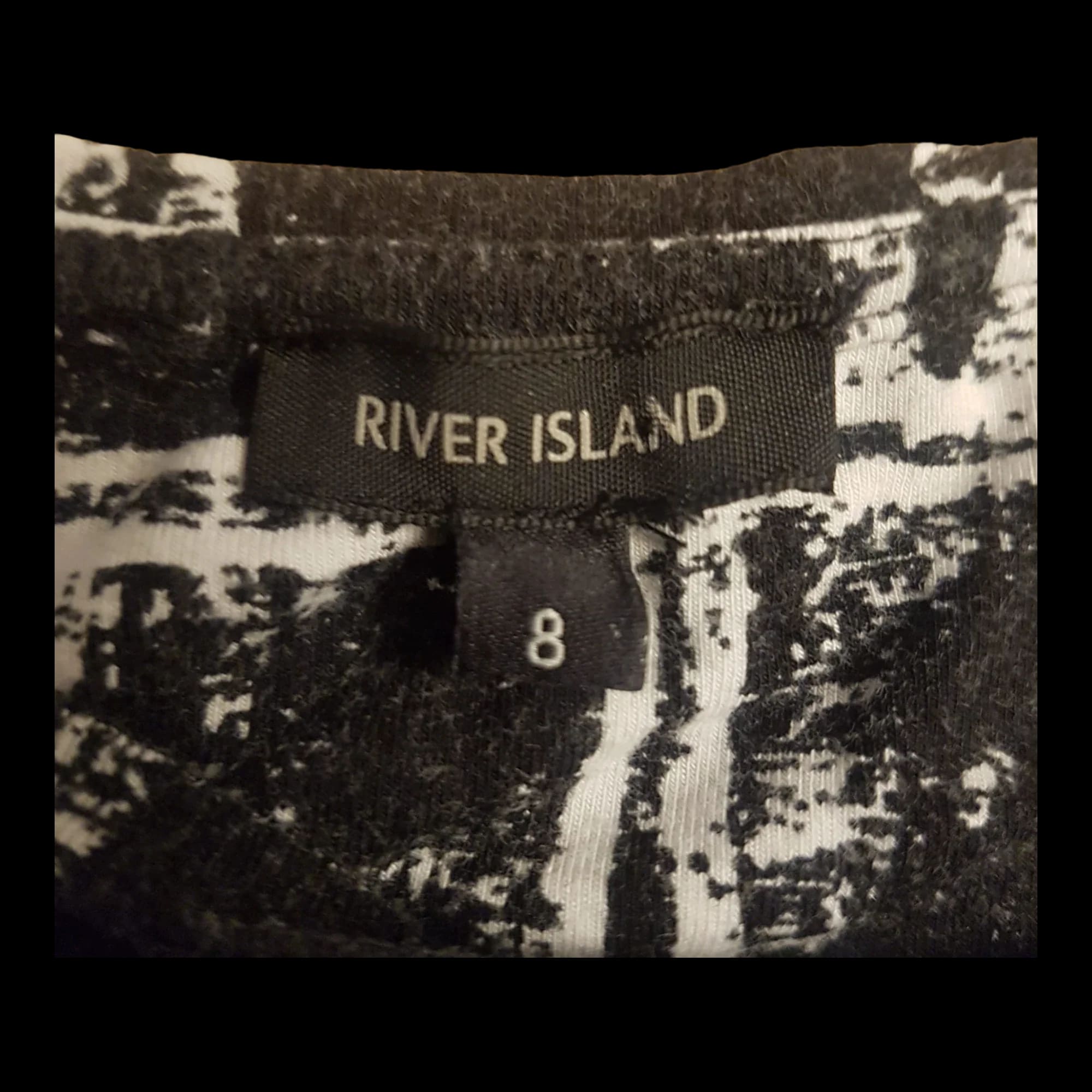 River Island Black White Square Pattern Long Sleeve Bodycon