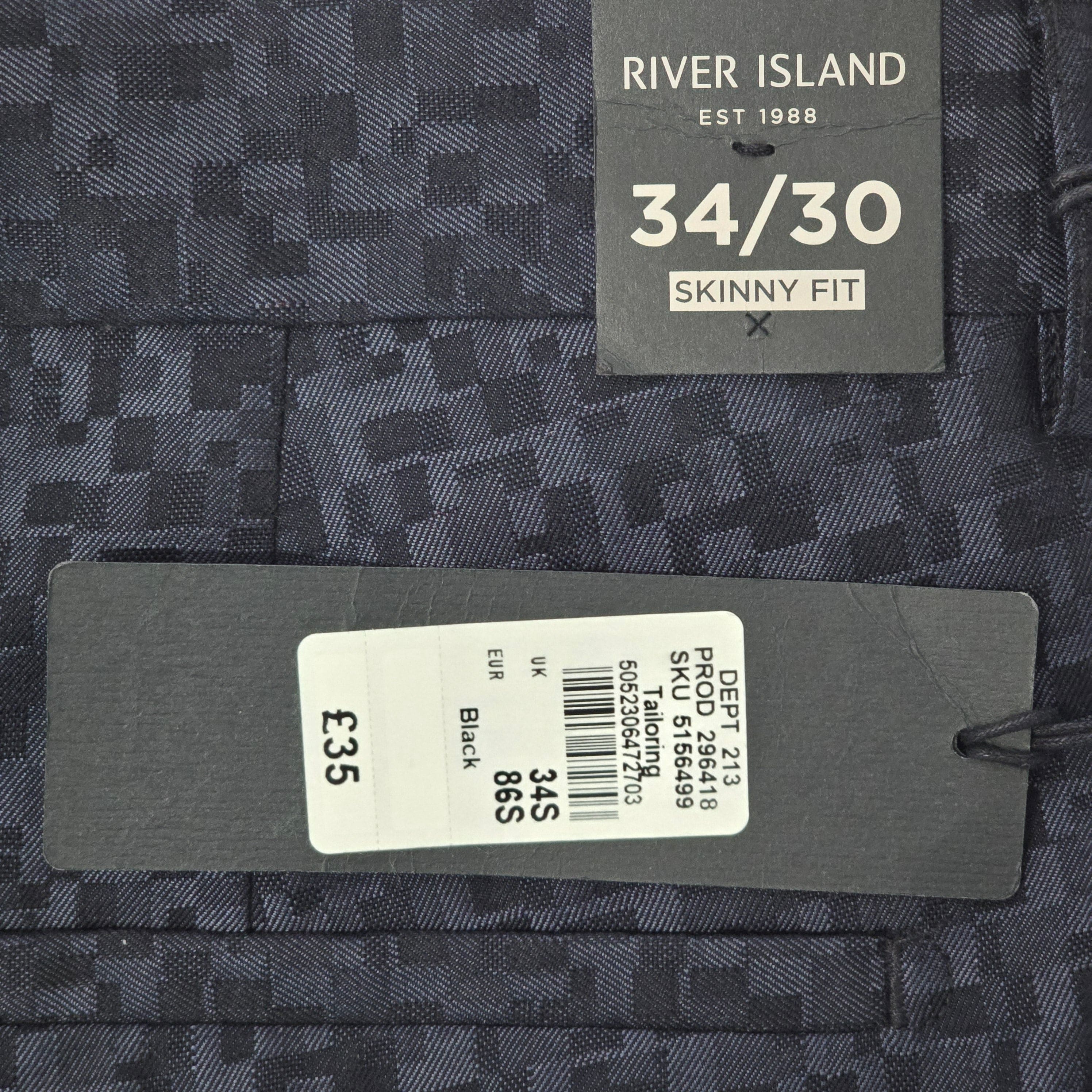 River Island Mens Black Trousers UK 34S - 7 - 3568