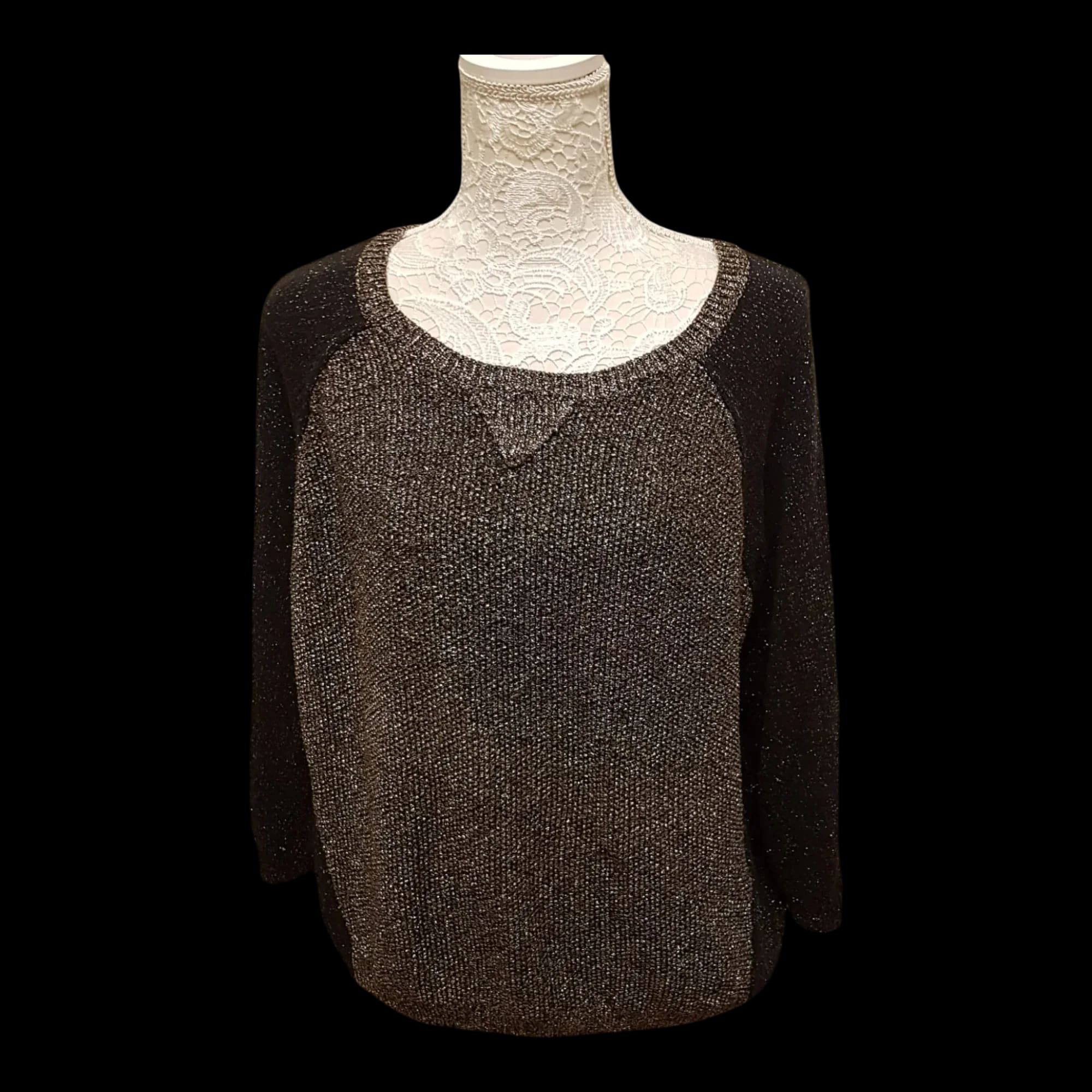 River Island Womens Knitted Black Bronze Long Sleeve Jumper