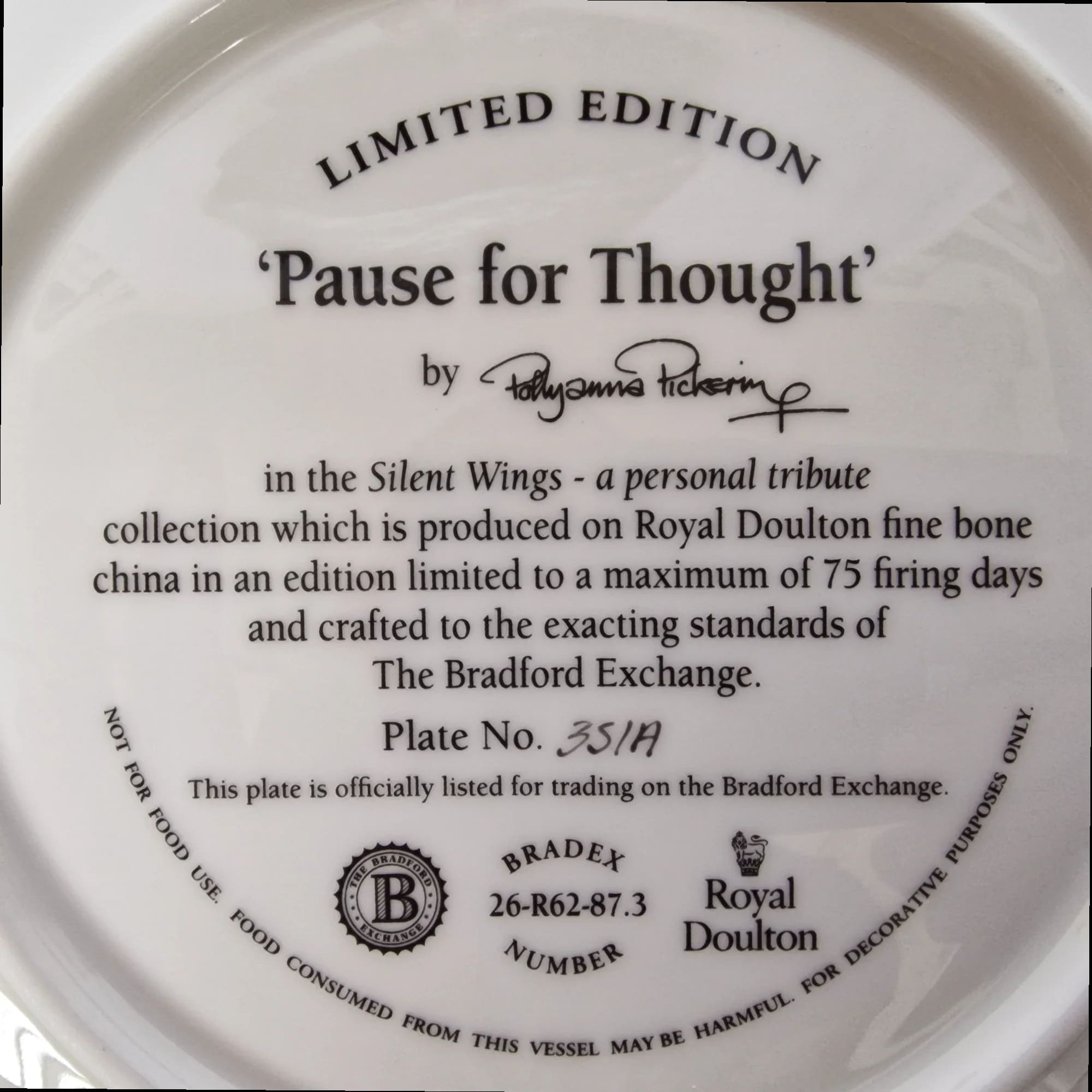 Royal Doulton Pause For Thought Owl Ornamental Plate - 4