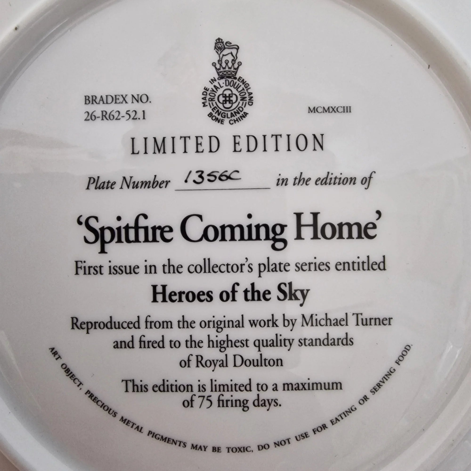 Royal Doulton Spitfire Coming Home Ornamental Plate - 4