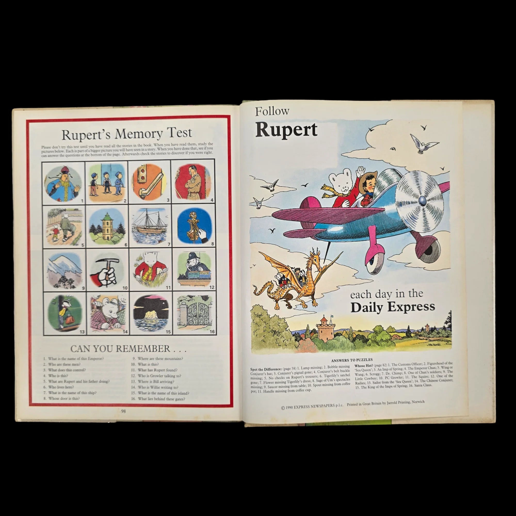 Rupert Bear Daily Express Annual 55 1990 70th Anniversary