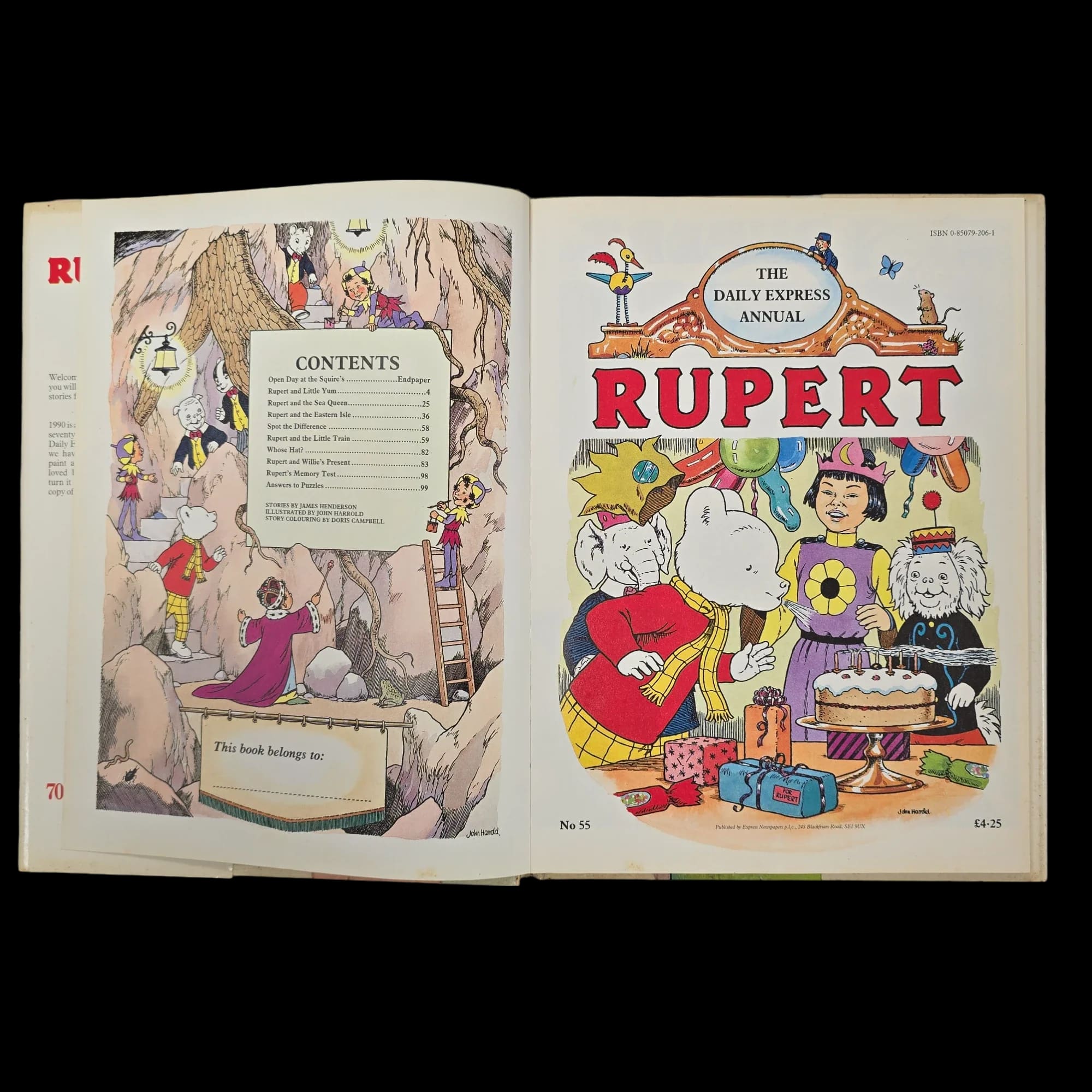 Rupert Bear Daily Express Annual 55 1990 70th Anniversary