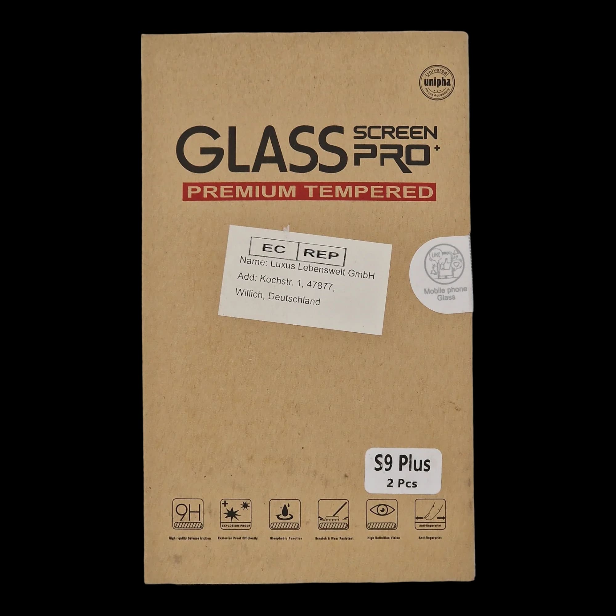 Samsung Galaxy S9 Plus Unipha Mobile Phone Screen Protector