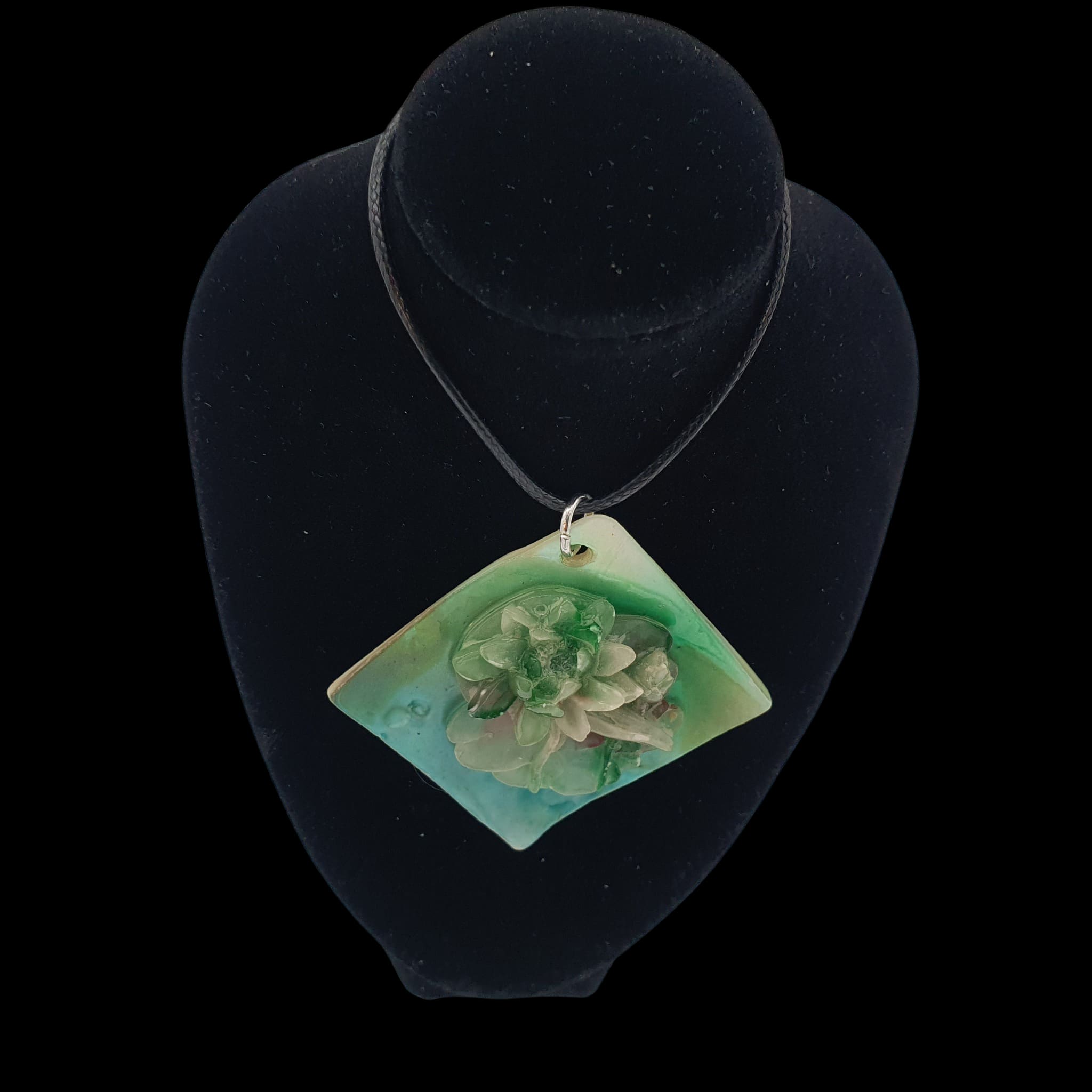 Shell Floral Necklace 3d Green Pendant Charm Handmade