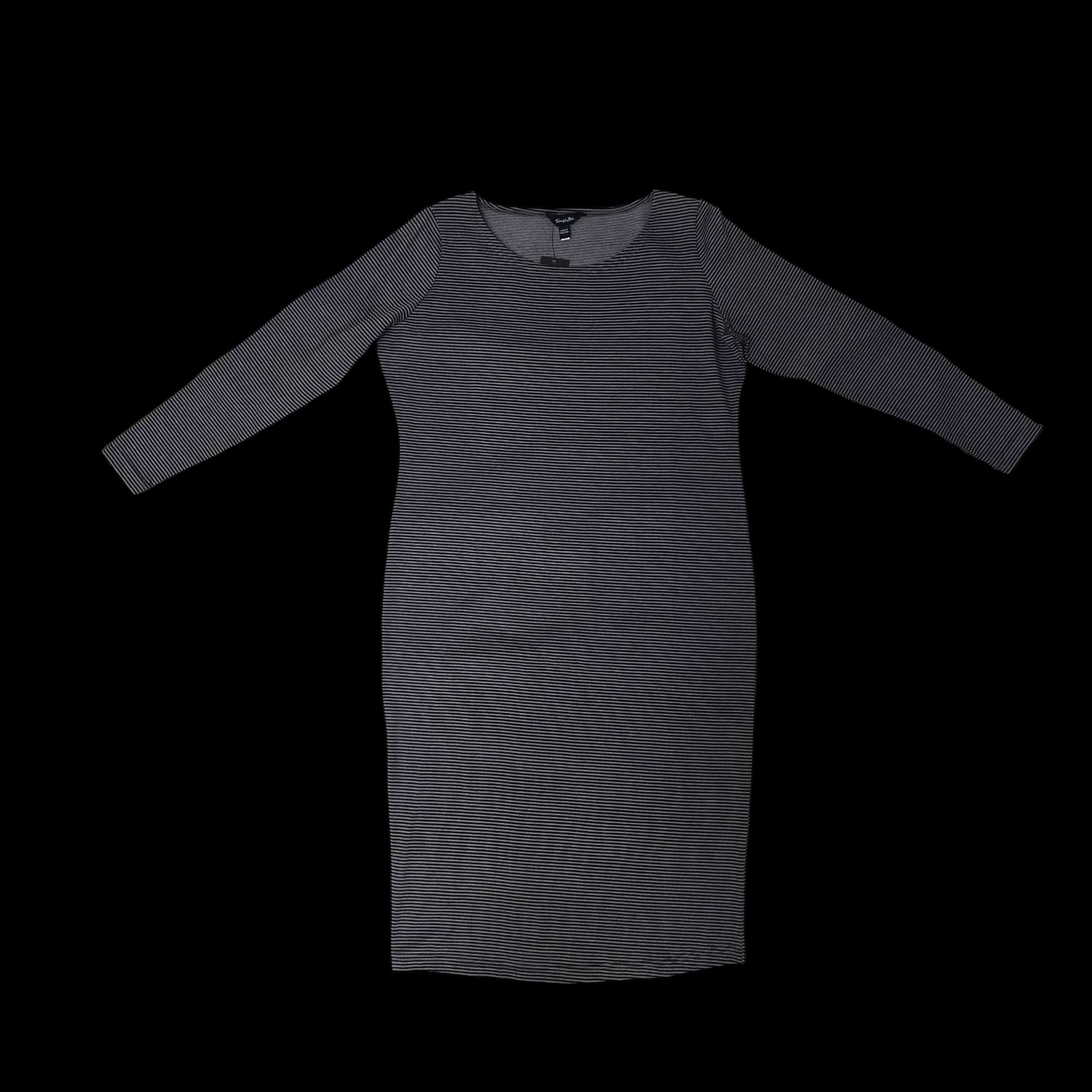 Simply Be Black Grey Striped Midi T-Shirt Dress UK 18 New