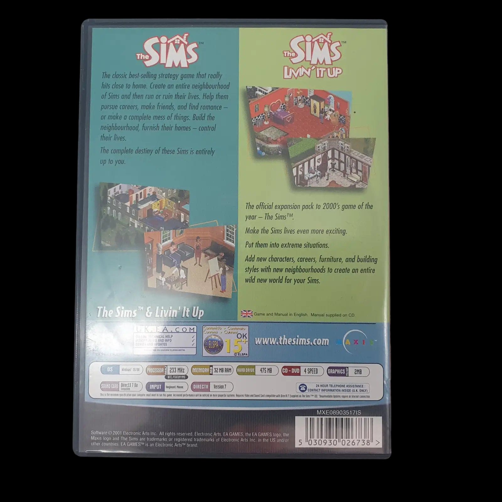 The Sims & Livin It Up Pc Ea Games 2001 Cib Video Game - EA