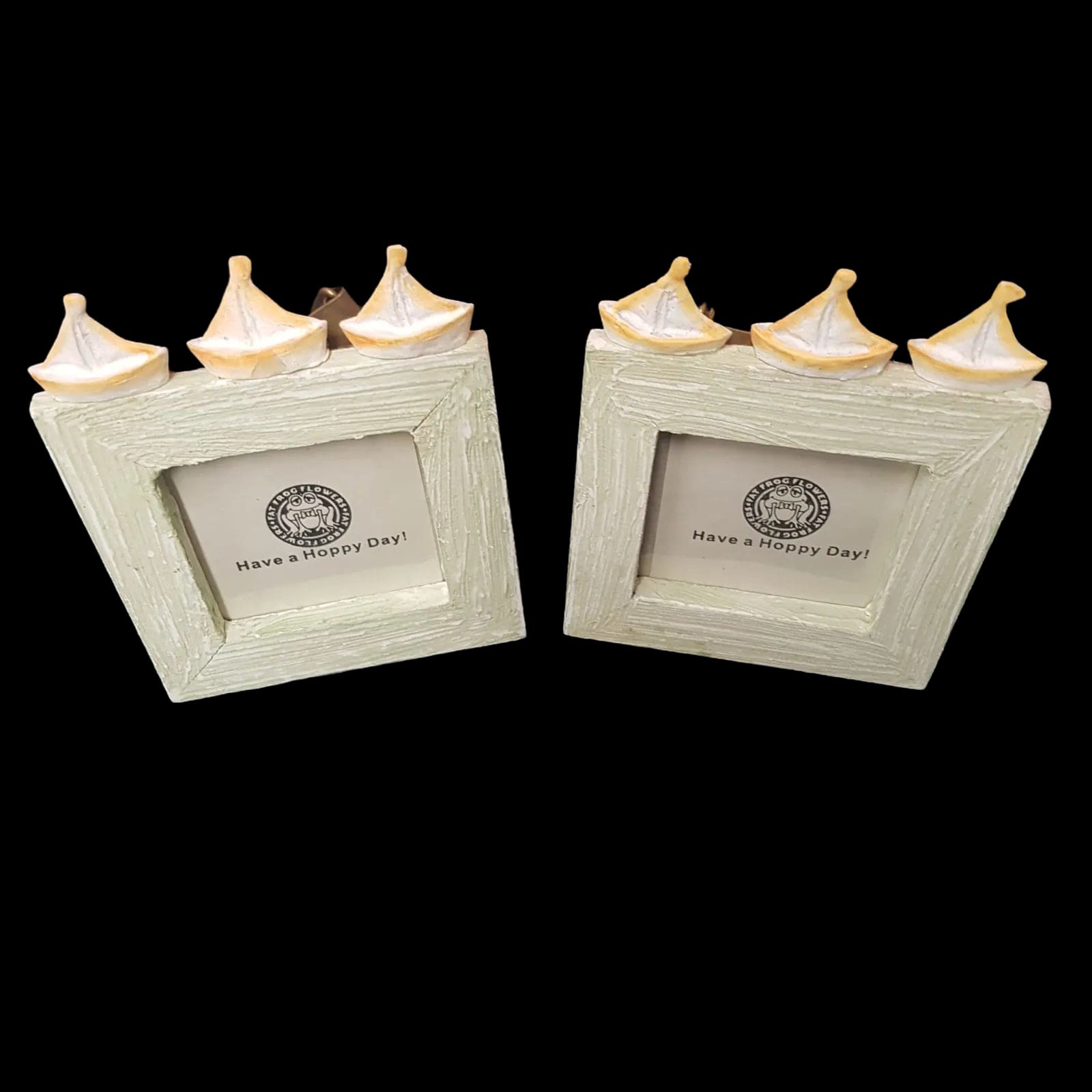 Small Boat Photo Frames Set Of 2 - New - Picture Frame